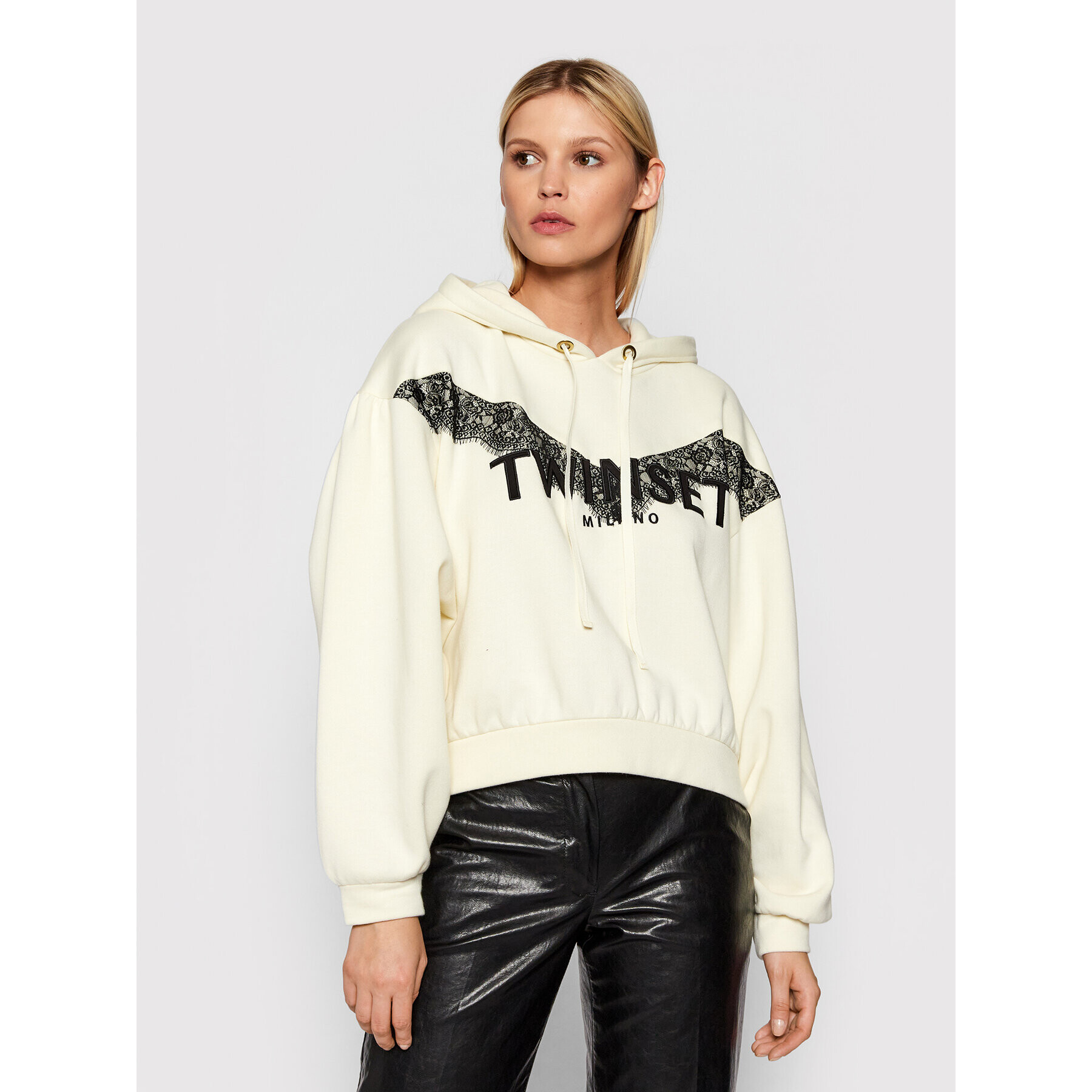 TWINSET Суитшърт 212TP2570 Бежов Relaxed Fit - Pepit.bg