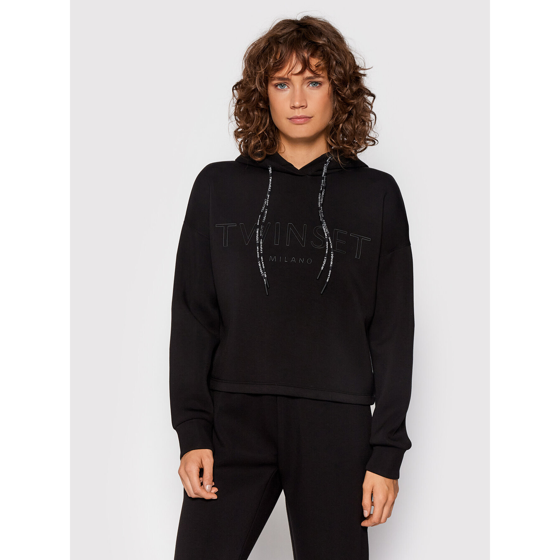 TWINSET Суитшърт 212TT2090 Черен Regular Fit - Pepit.bg