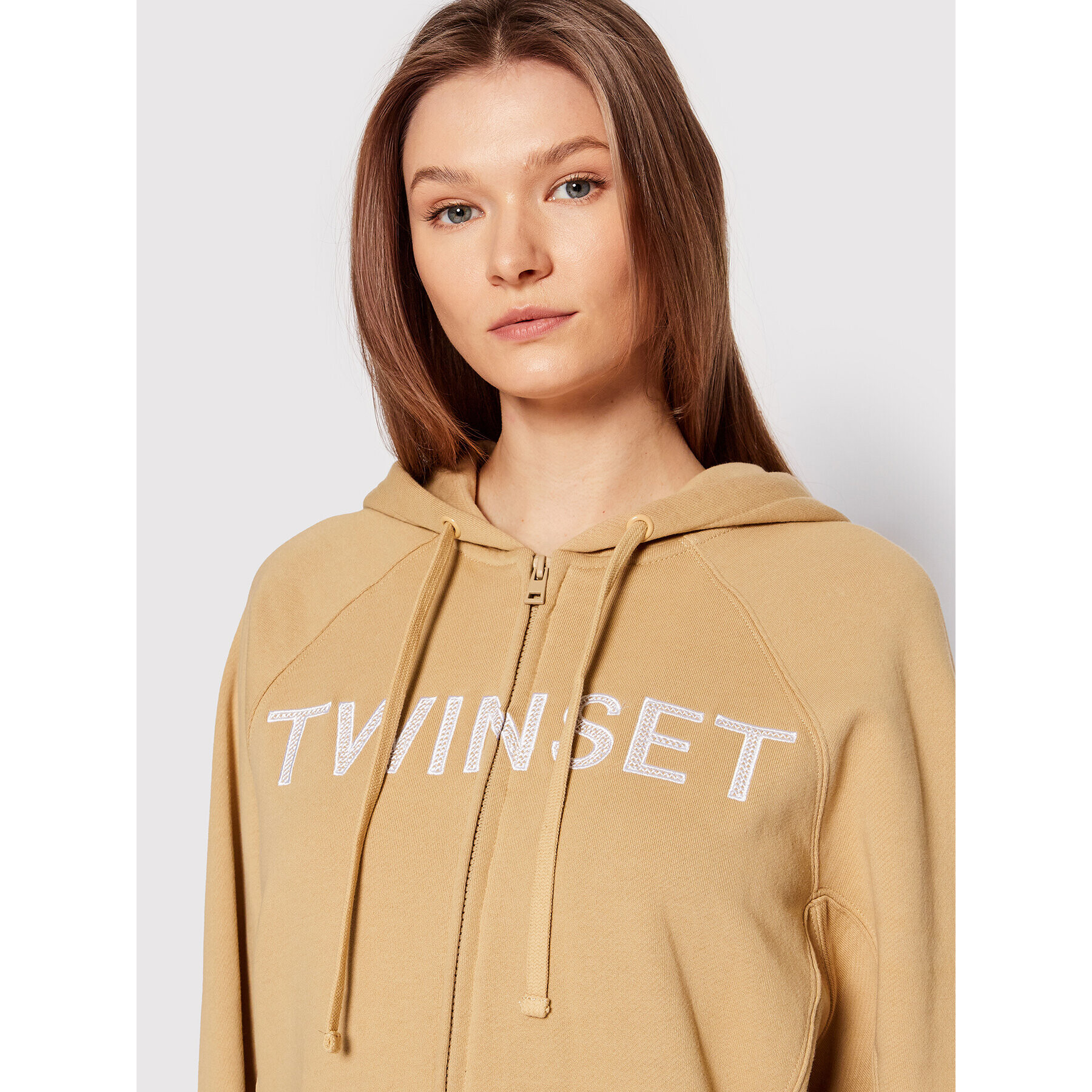 TWINSET Суитшърт 221TP2160 Бежов Loose Fit - Pepit.bg