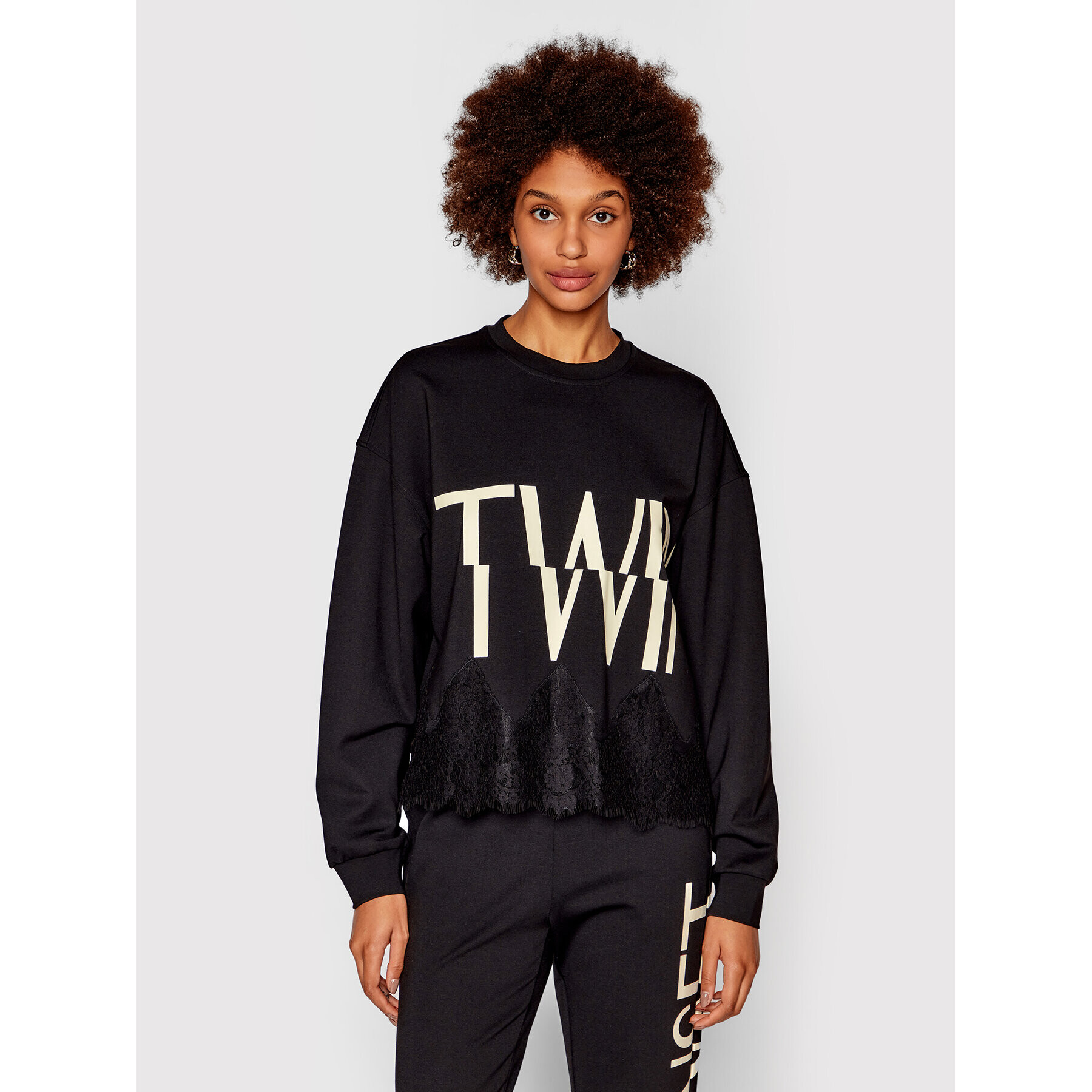 TWINSET Суитшърт 222TP2415 Черен Loose Fit - Pepit.bg