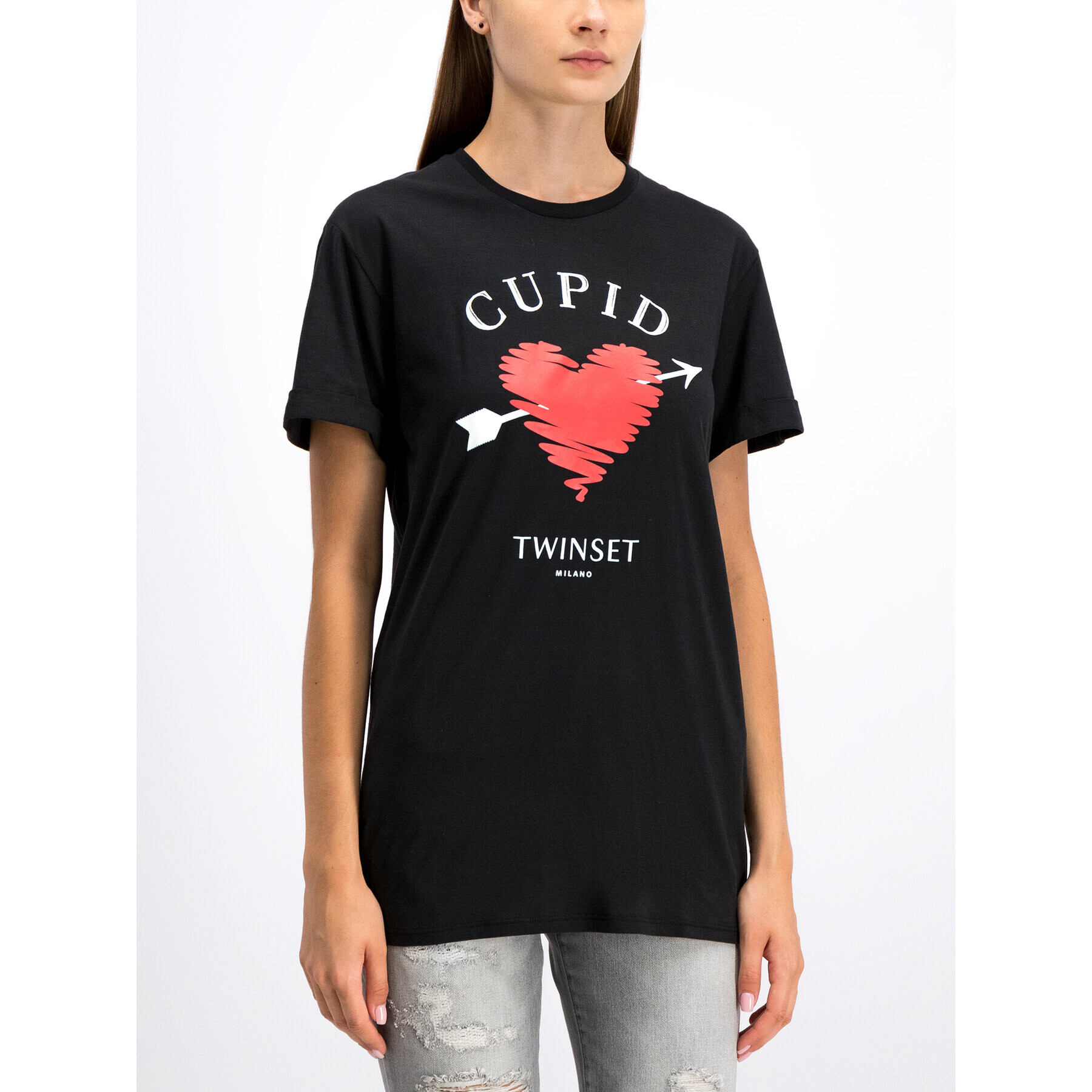 TWINSET Тишърт 192TP259A Черен Regular Fit - Pepit.bg