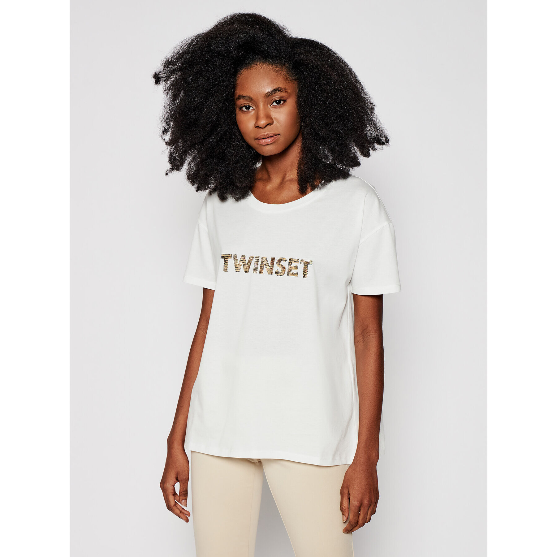 TWINSET Тишърт 211LM28GG Бял Regular Fit - Pepit.bg