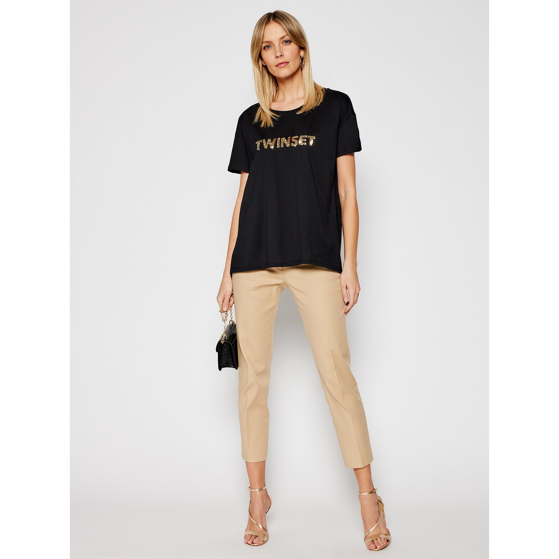 TWINSET Тишърт 211LM28GG Черен Regular Fit - Pepit.bg
