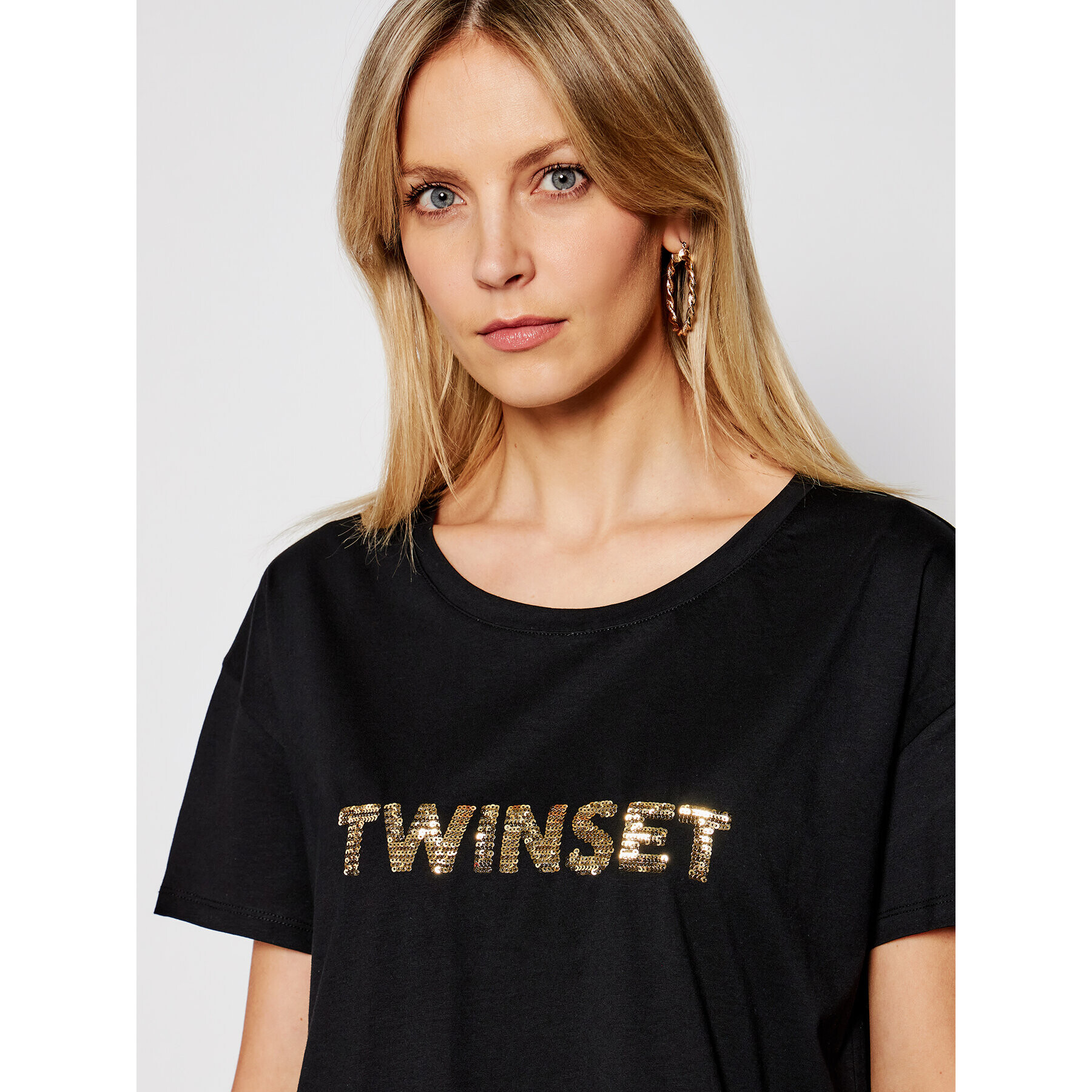 TWINSET Тишърт 211LM28GG Черен Regular Fit - Pepit.bg