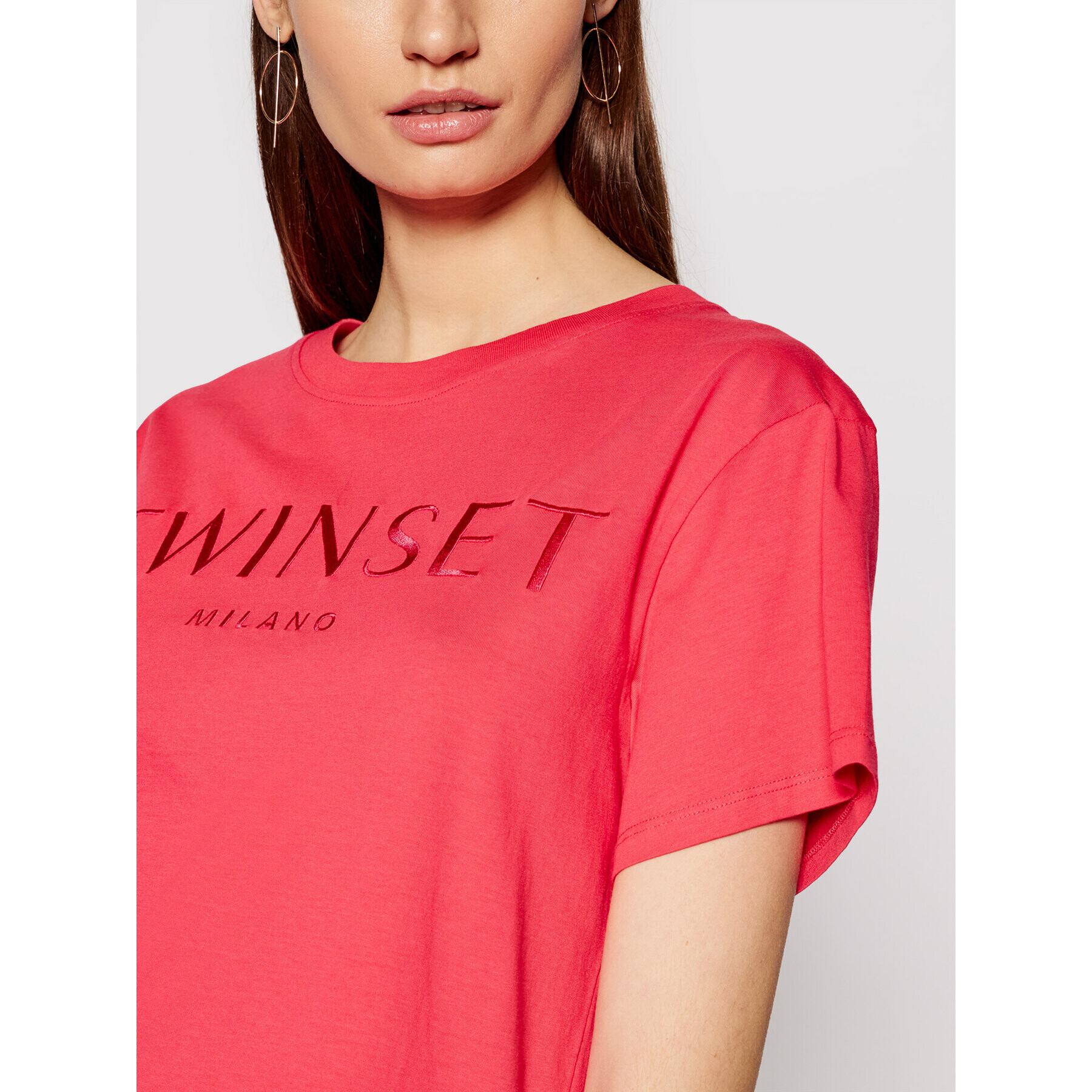 TWINSET Тишърт 211TT2230 Розов Regular Fit - Pepit.bg