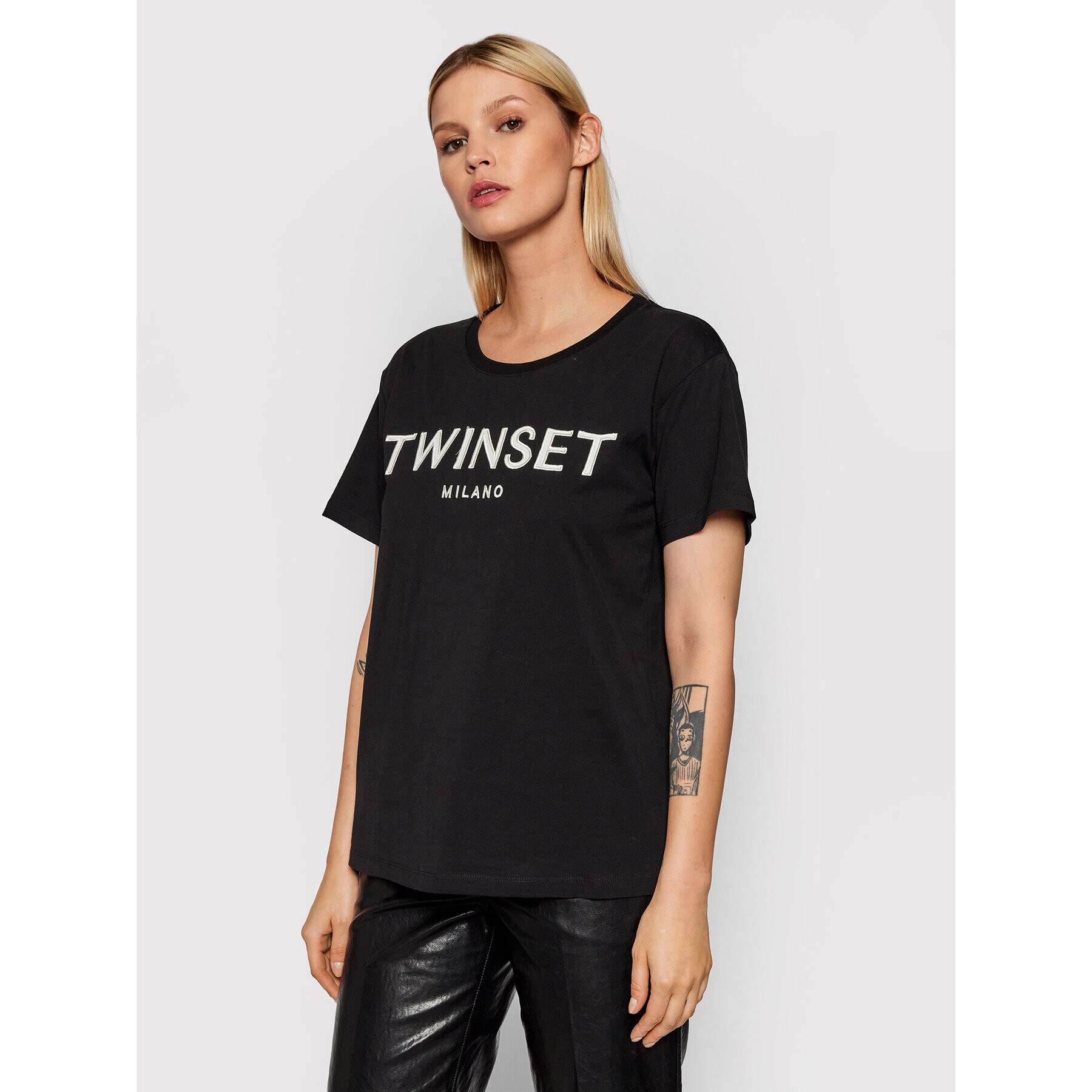 TWINSET Тишърт 212TP2211 Черен Regular Fit - Pepit.bg