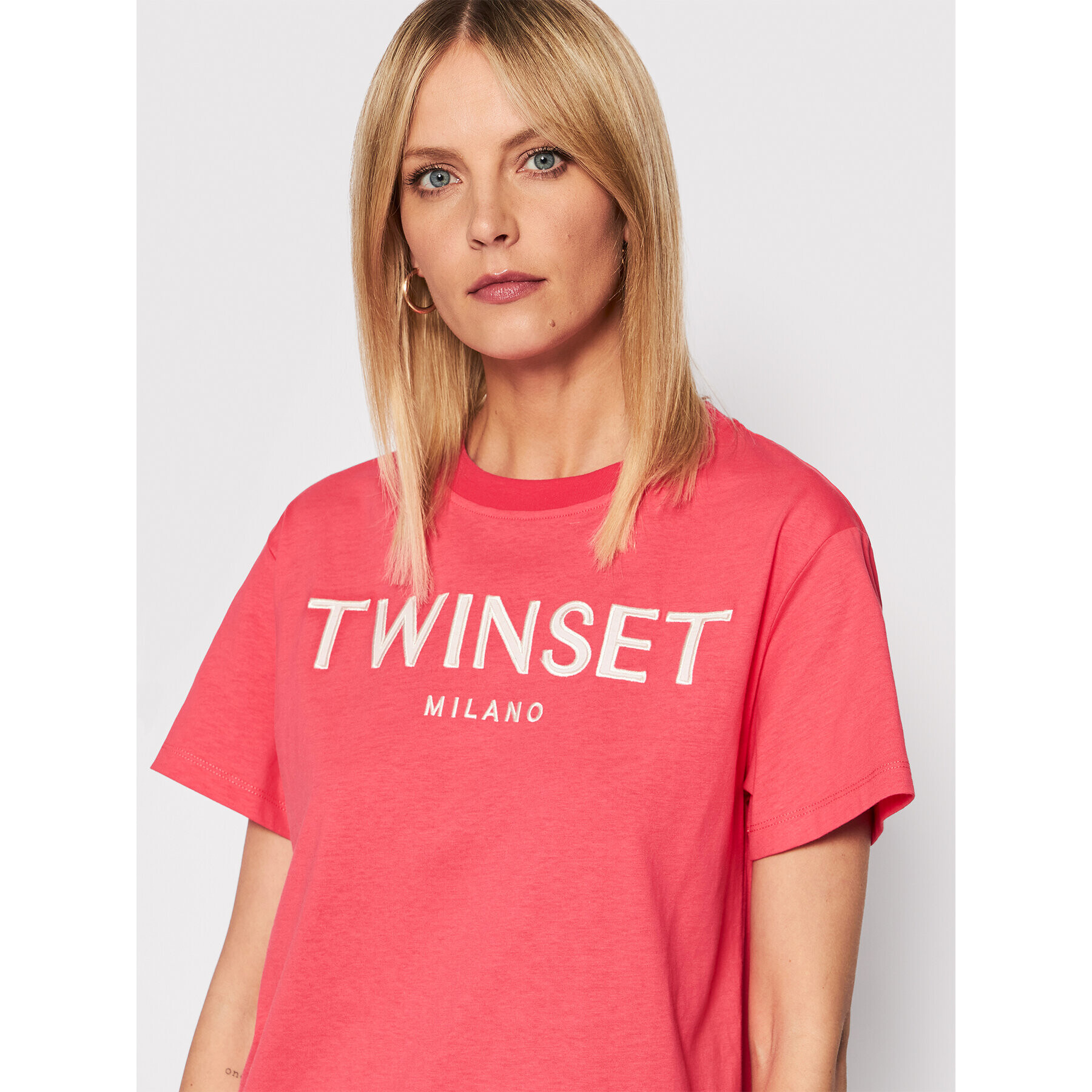 TWINSET Тишърт 221TT2220 Розов Relaxed Fit - Pepit.bg