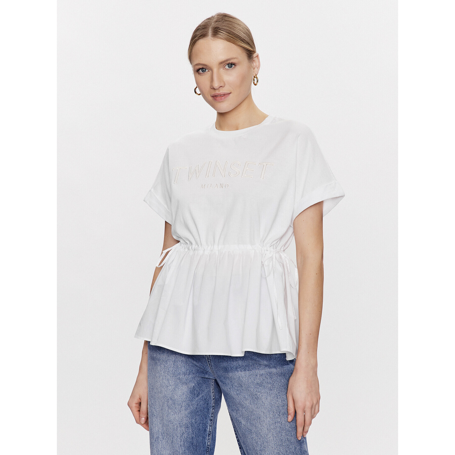 TWINSET Тишърт 231TT2320 Бял Regular Fit - Pepit.bg