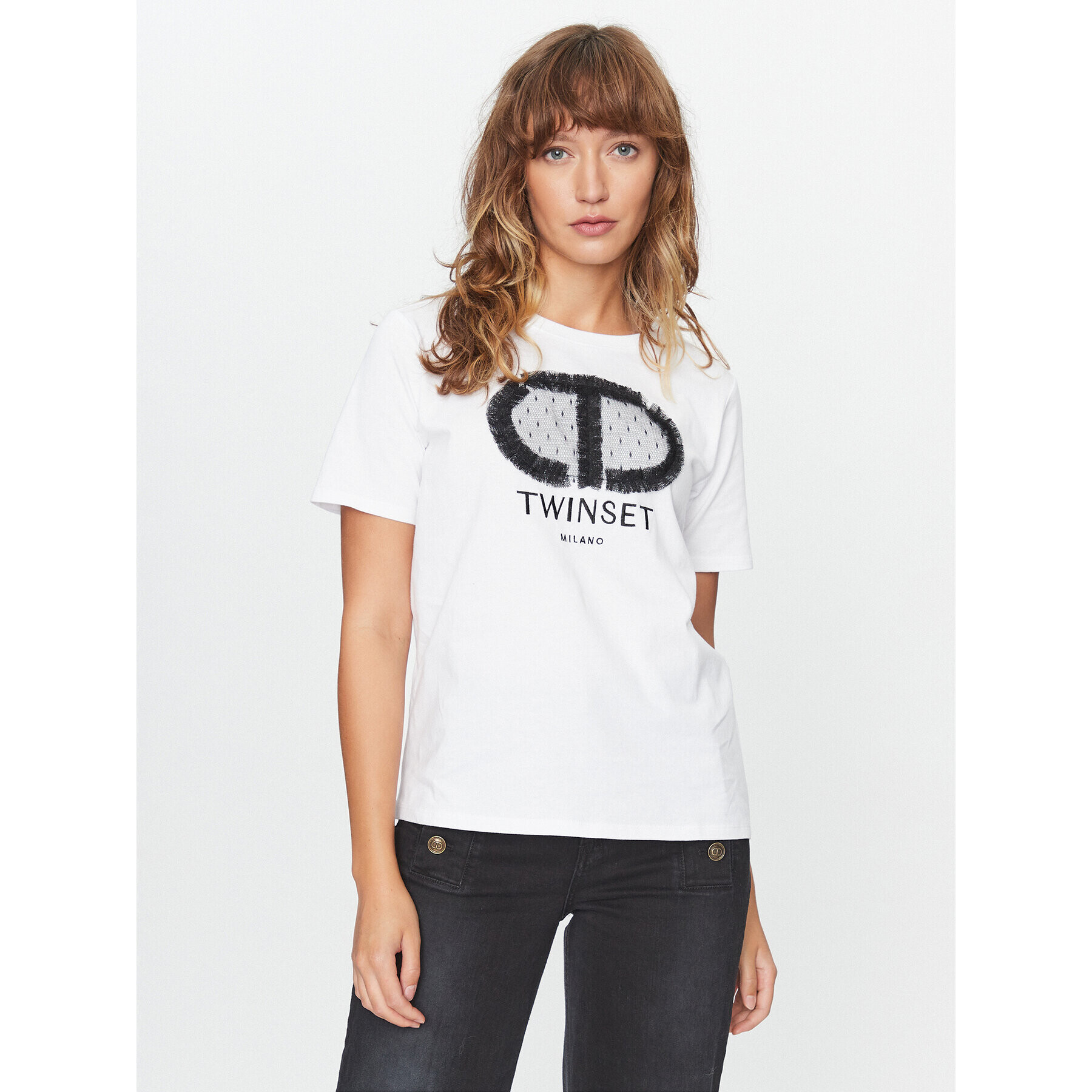 TWINSET Тишърт 232TT240B Бял Regular Fit - Pepit.bg