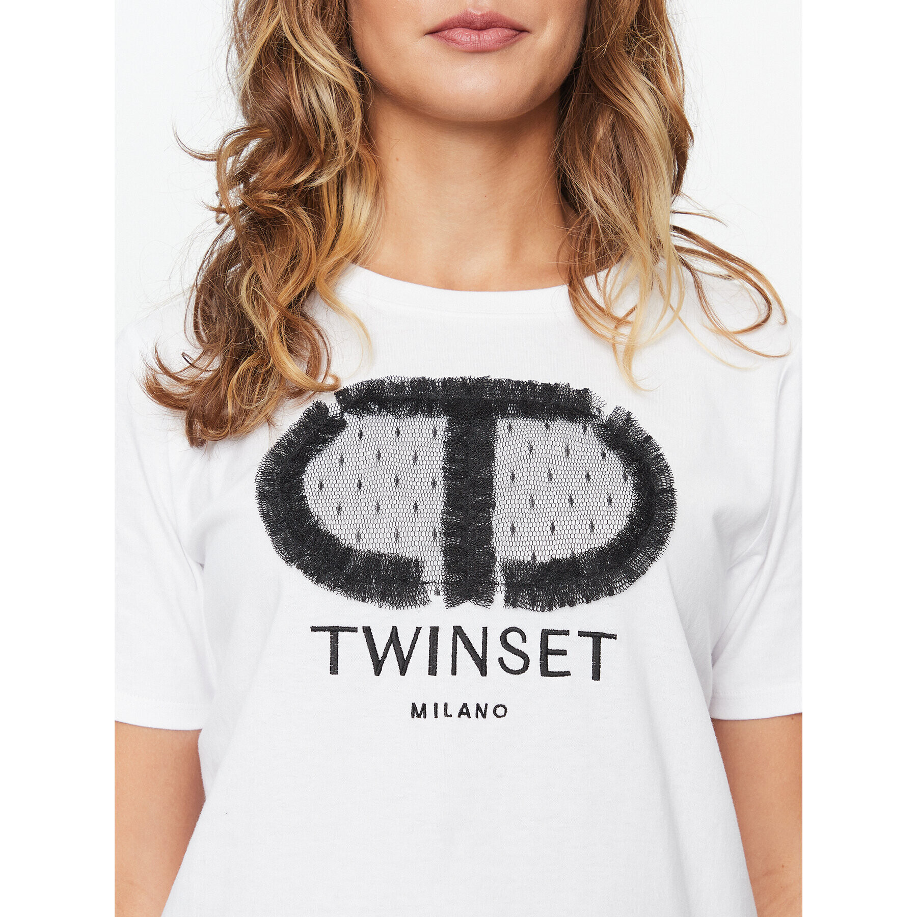 TWINSET Тишърт 232TT240B Бял Regular Fit - Pepit.bg