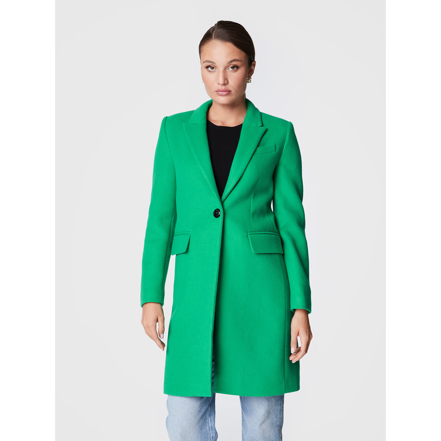 TWINSET Вълнено палто 222TP2060 Зелен Regular Fit - Pepit.bg