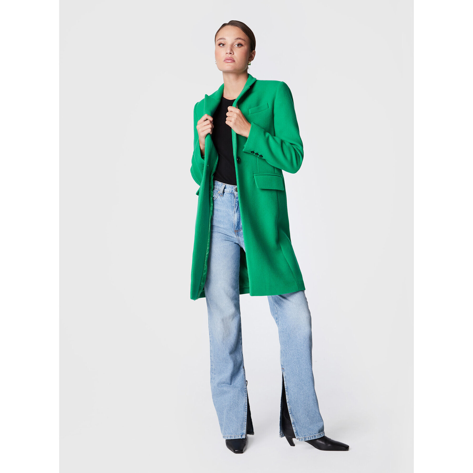 TWINSET Вълнено палто 222TP2060 Зелен Regular Fit - Pepit.bg