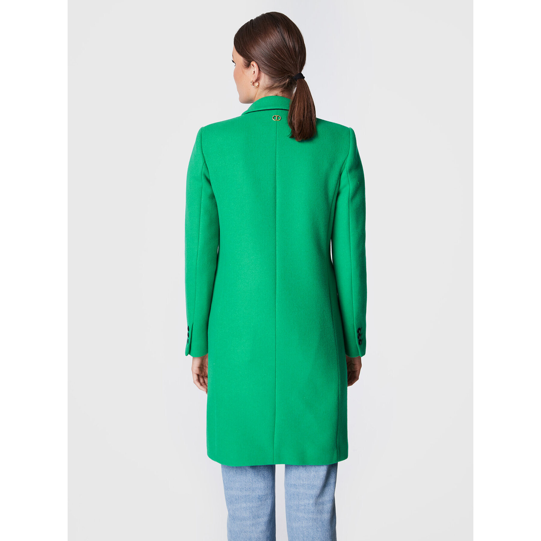 TWINSET Вълнено палто 222TP2060 Зелен Regular Fit - Pepit.bg