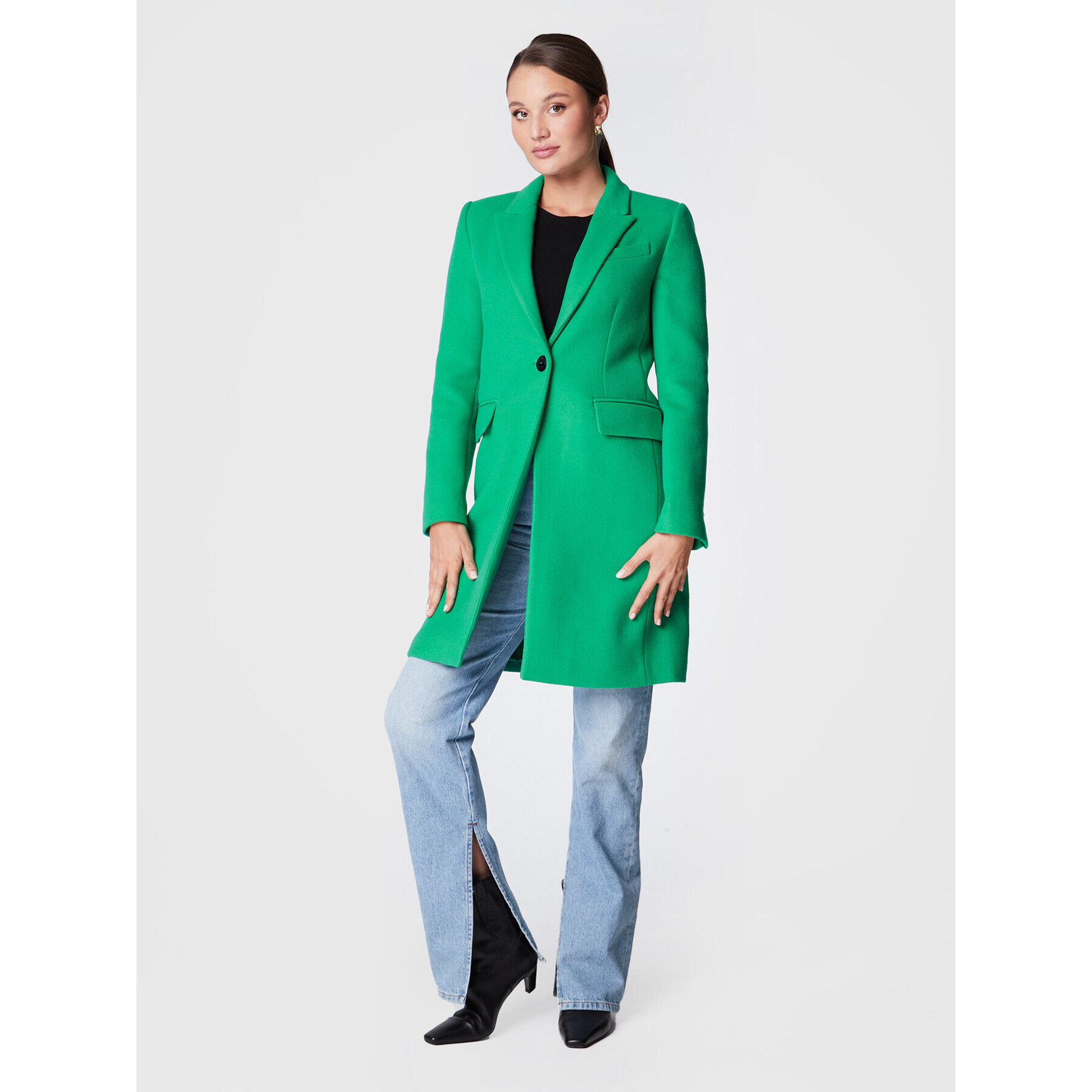 TWINSET Вълнено палто 222TP2060 Зелен Regular Fit - Pepit.bg