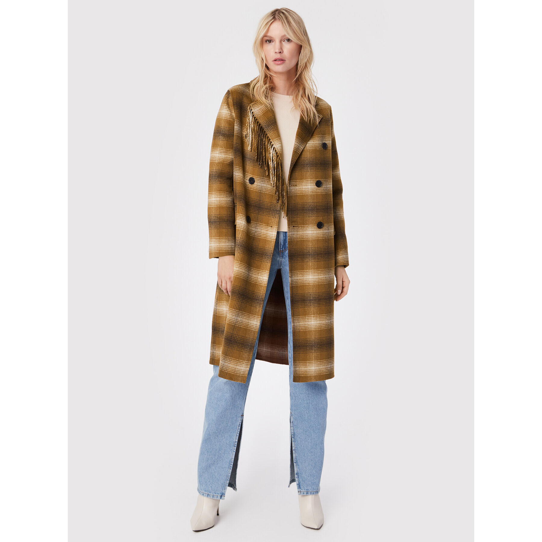 TWINSET Вълнено палто 222TP2190 Кафяв Regular Fit - Pepit.bg