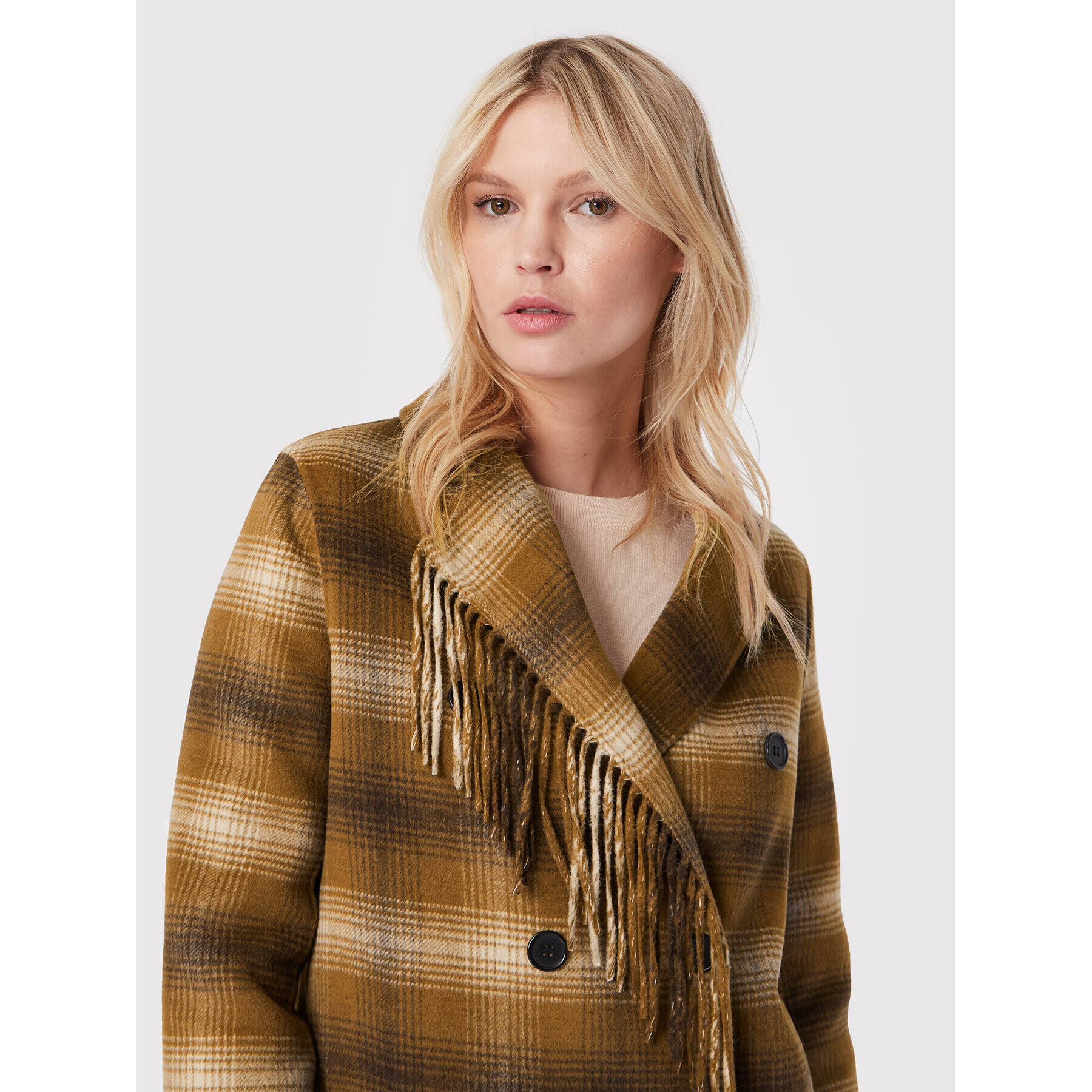 TWINSET Вълнено палто 222TP2190 Кафяв Regular Fit - Pepit.bg