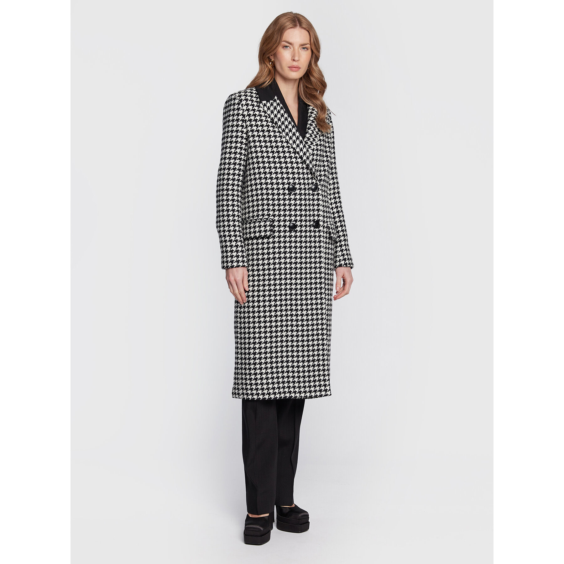 TWINSET Вълнено палто 222TT2461 Черен Regular Fit - Pepit.bg