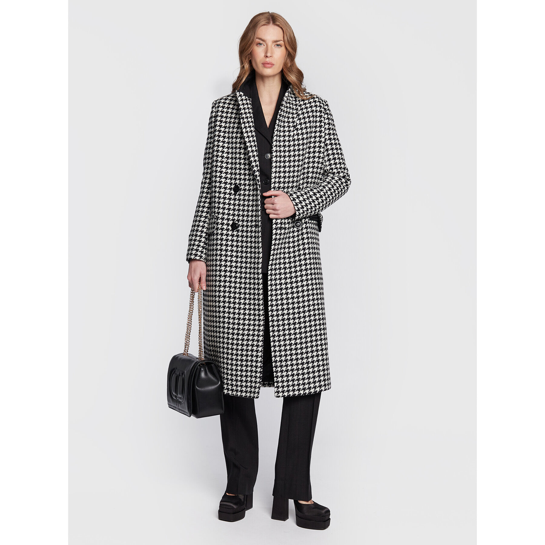 TWINSET Вълнено палто 222TT2461 Черен Regular Fit - Pepit.bg