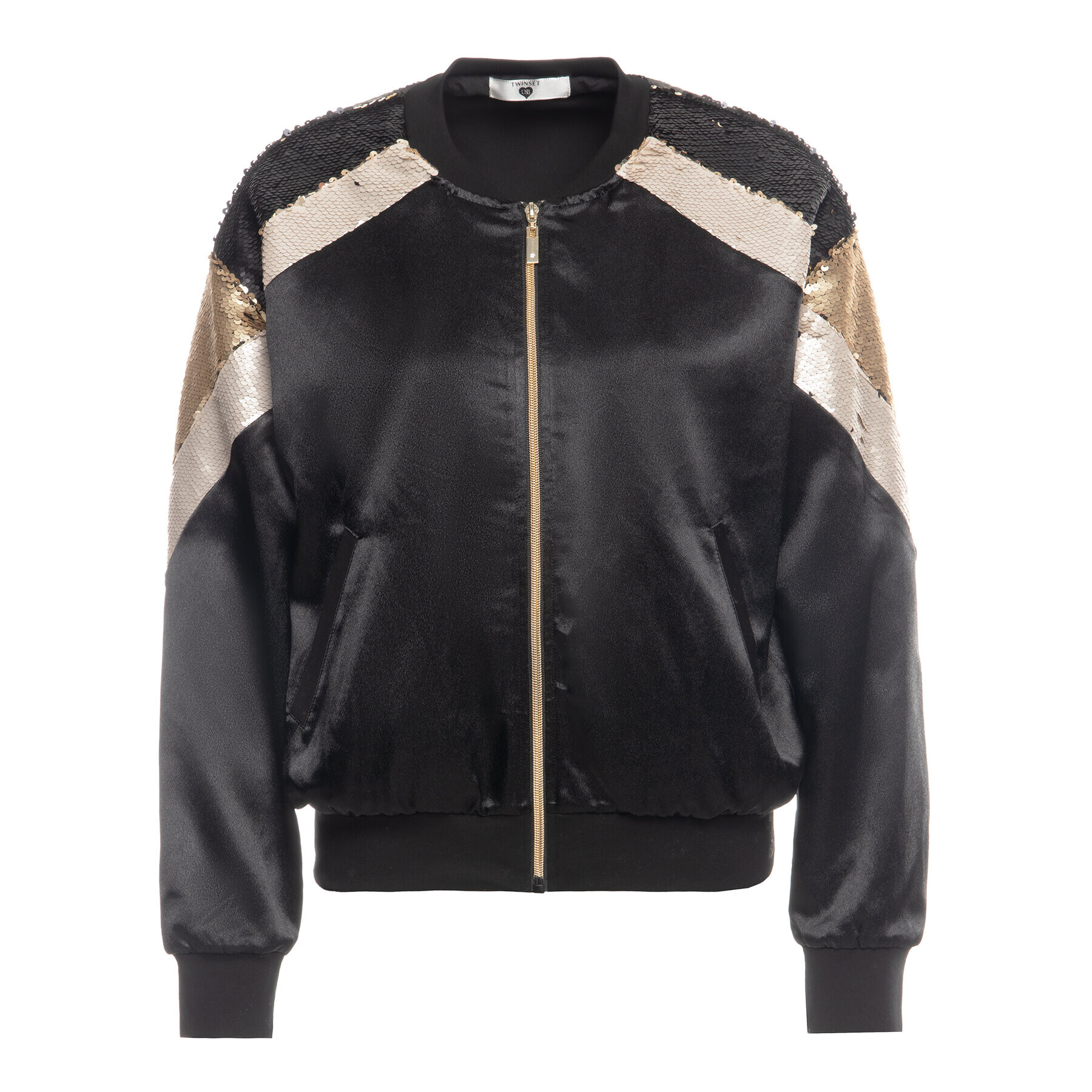 TWINSET Яке бомбър 192LI2RAA Черен Regular Fit - Pepit.bg