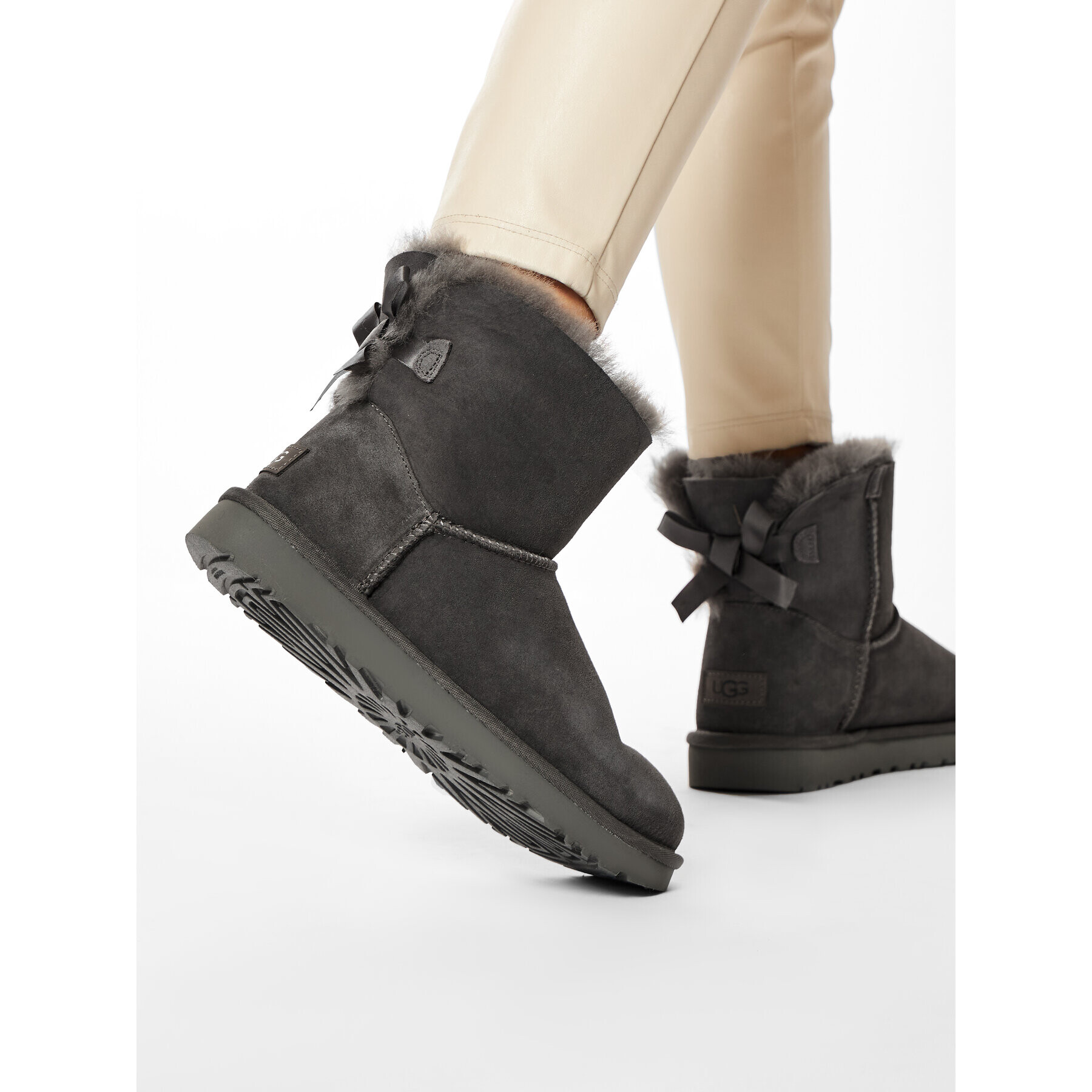 Ugg Апрески W Mini Bailey Bow II 1016501 Сив - Pepit.bg