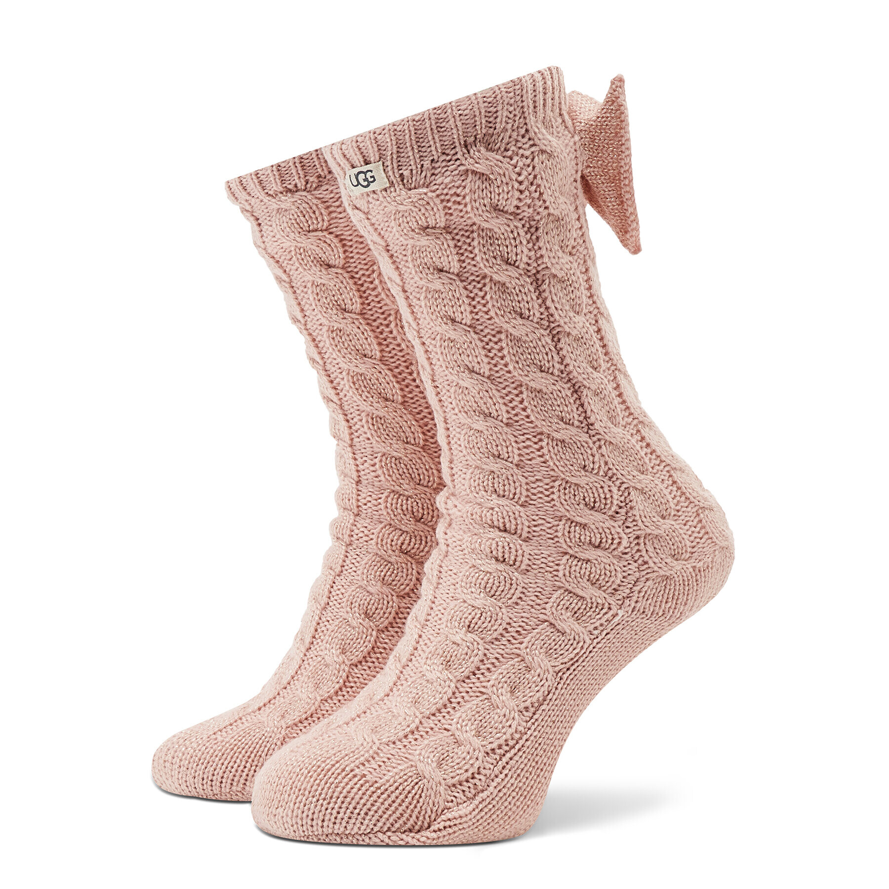 Ugg Чорапи дълги дамски W Laila Bow Fleece Lined Sock OS 1113637 Розов - Pepit.bg