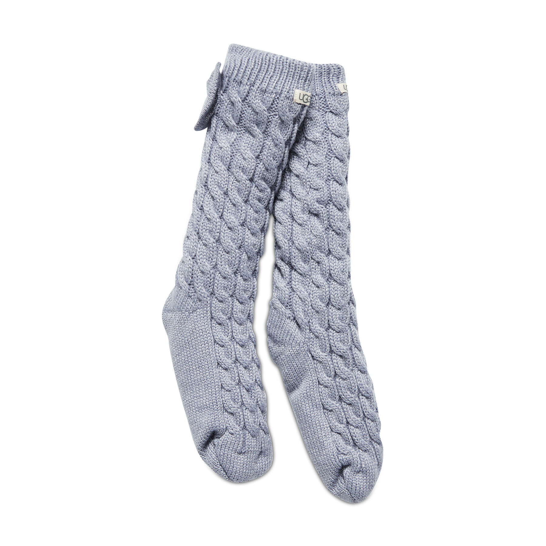 Ugg Чорапи дълги дамски W Laila Bow Fleece Lined Sock OS 1113637 Сив - Pepit.bg