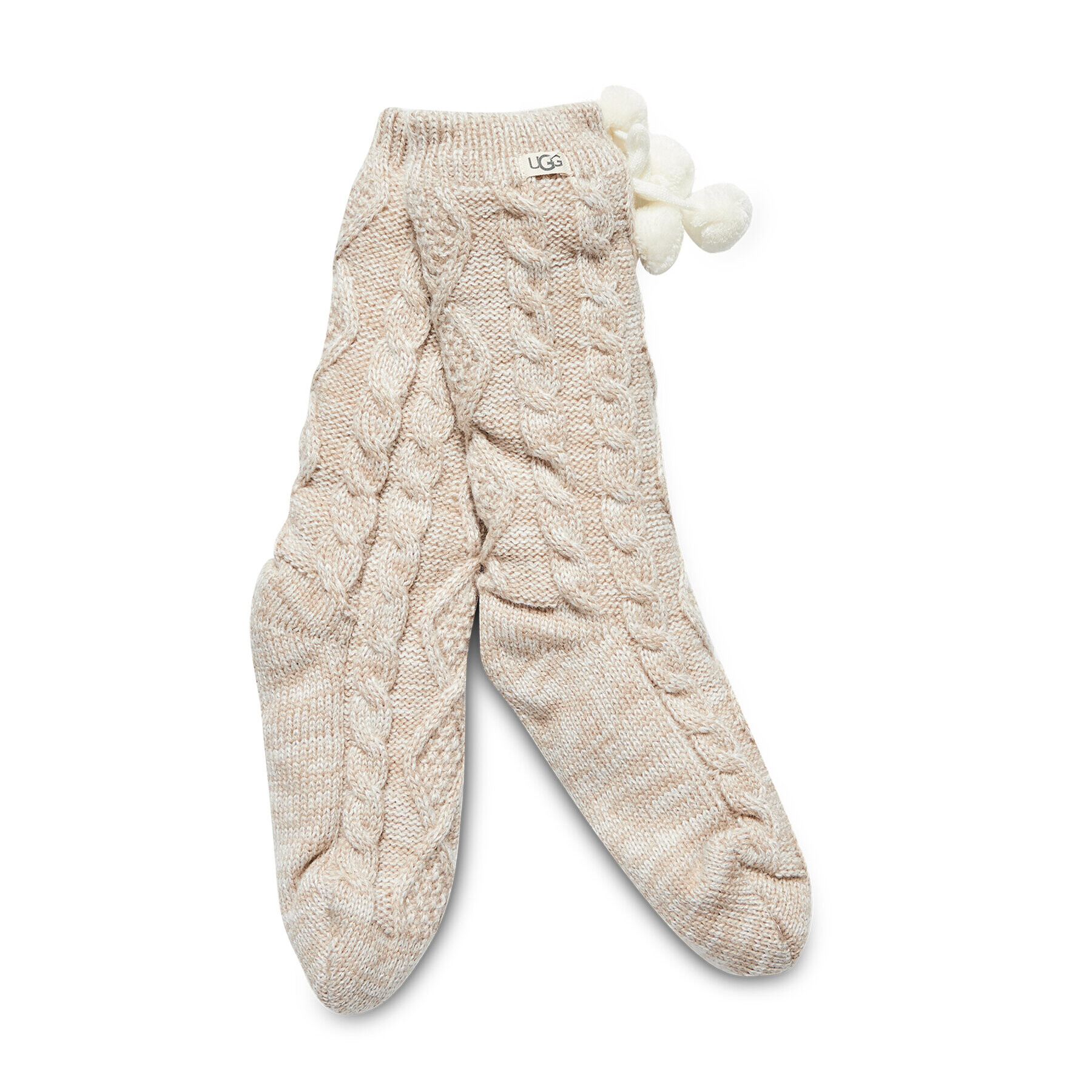 Ugg Чорапи дълги дамски W Pom Pom Fleece Lined Crew Sock r.OS 1014837 Бежов - Pepit.bg