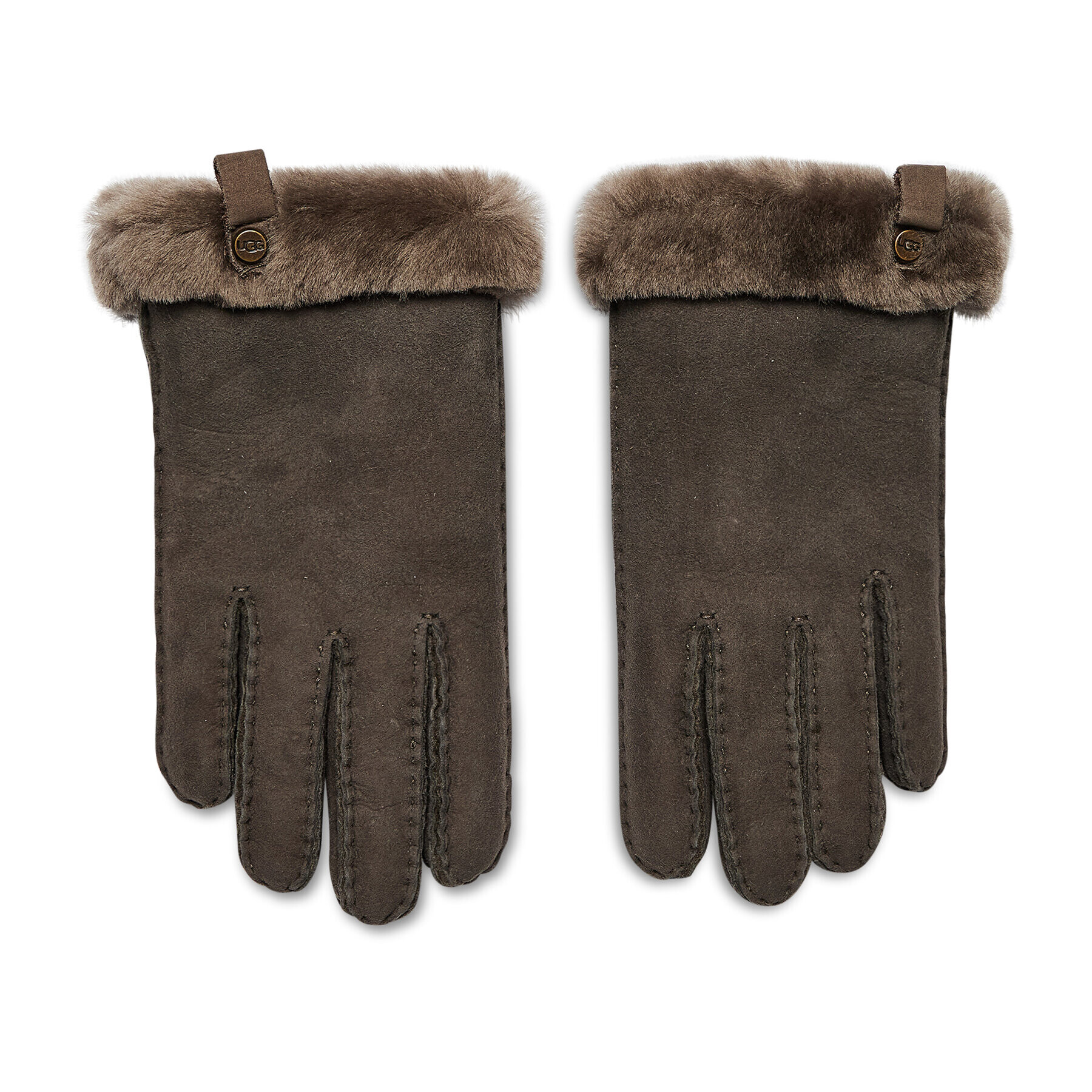 Ugg Дамски ръкавици W Shorty Glove W Leather Trim 17367 Кафяв - Pepit.bg