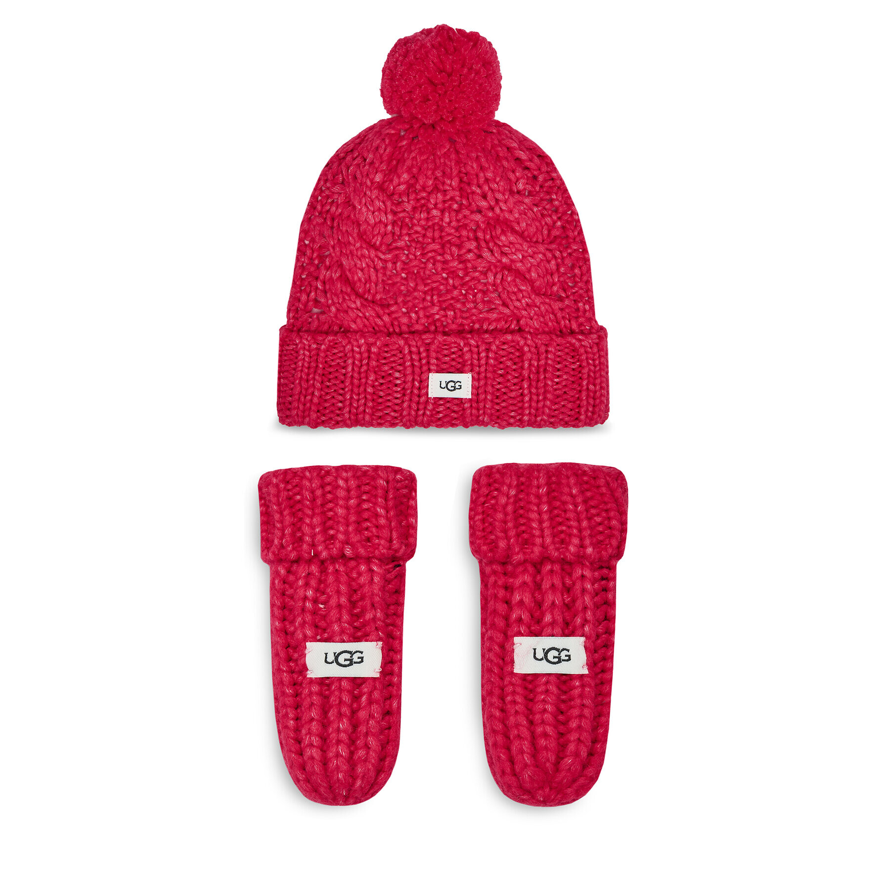 Ugg Комплект шапка и ръкавици K Infant Knit Set 22726 Розов - Pepit.bg