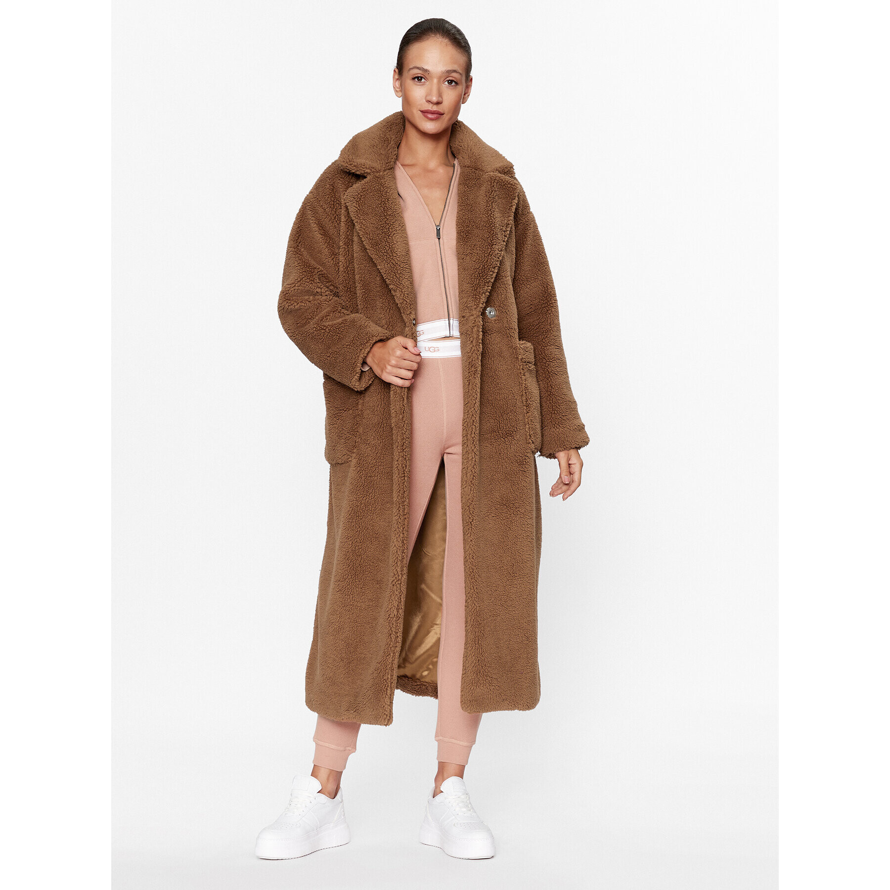 Ugg Кожено палто Alesandra 1149930 Кафяв Oversize - Pepit.bg