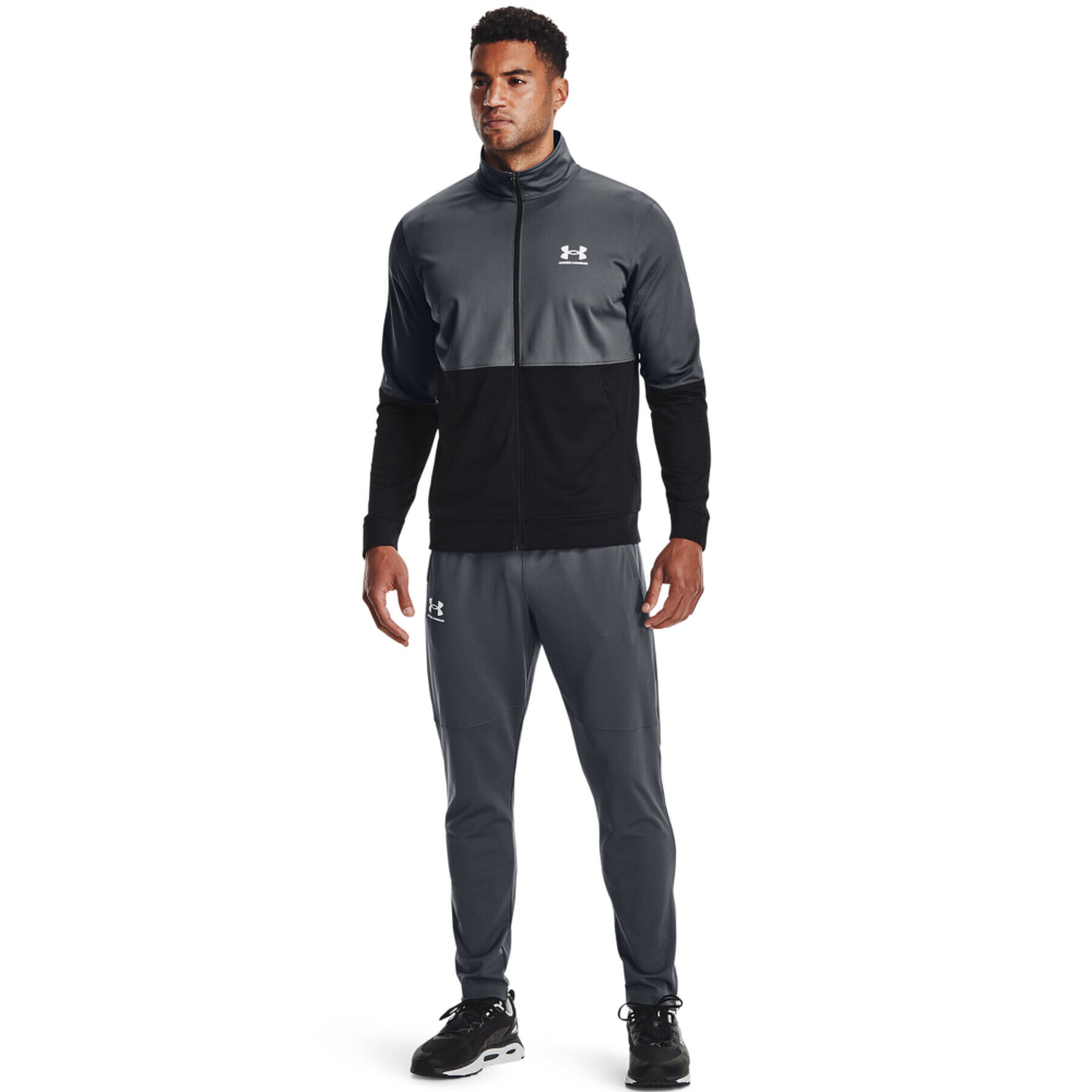 Under Armour Долнище анцуг Ua Pique Track 1366203 Сив Regular Fit - Pepit.bg