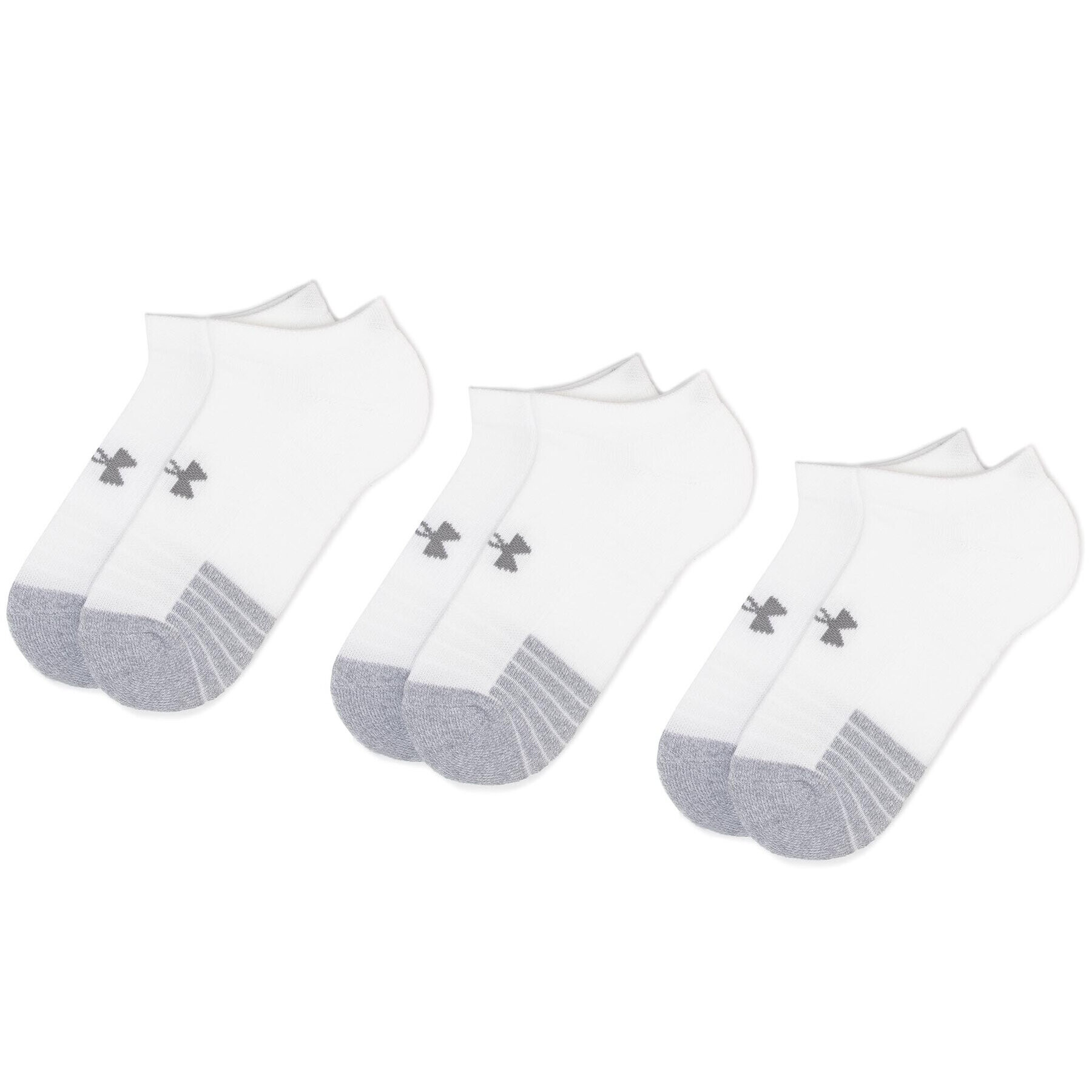 Under Armour Комплект 3 чифта къси чорапи унисекс Heatgear No Show Sock 1346755-100 Бял - Pepit.bg