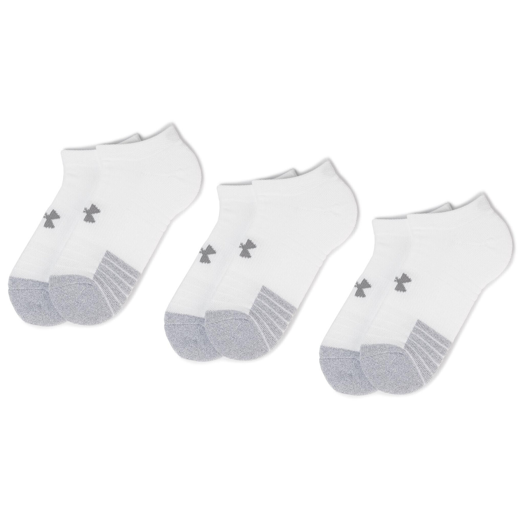 Under Armour Комплект 3 чифта къси чорапи унисекс Heatgear No Show Sock 1346755-100 Бял - Pepit.bg