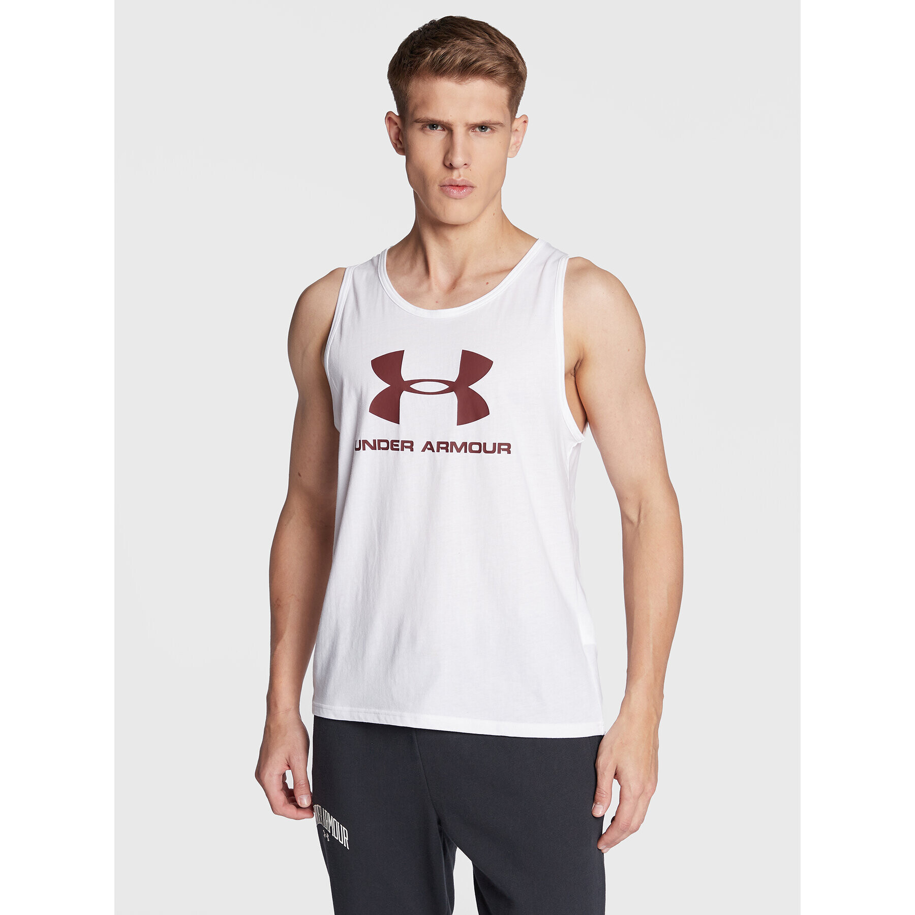 Under Armour Мъжки топ Ua Sportstyle Logo 1329589 Бял Loose Fit - Pepit.bg