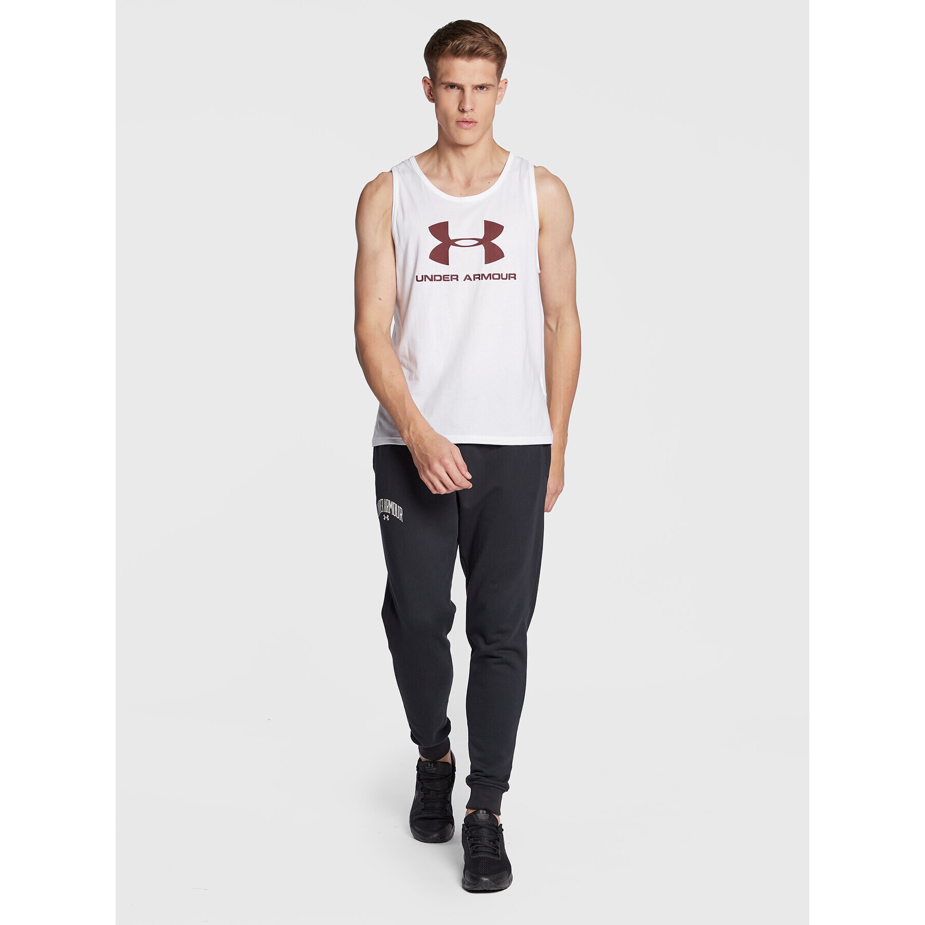 Under Armour Мъжки топ Ua Sportstyle Logo 1329589 Бял Loose Fit - Pepit.bg