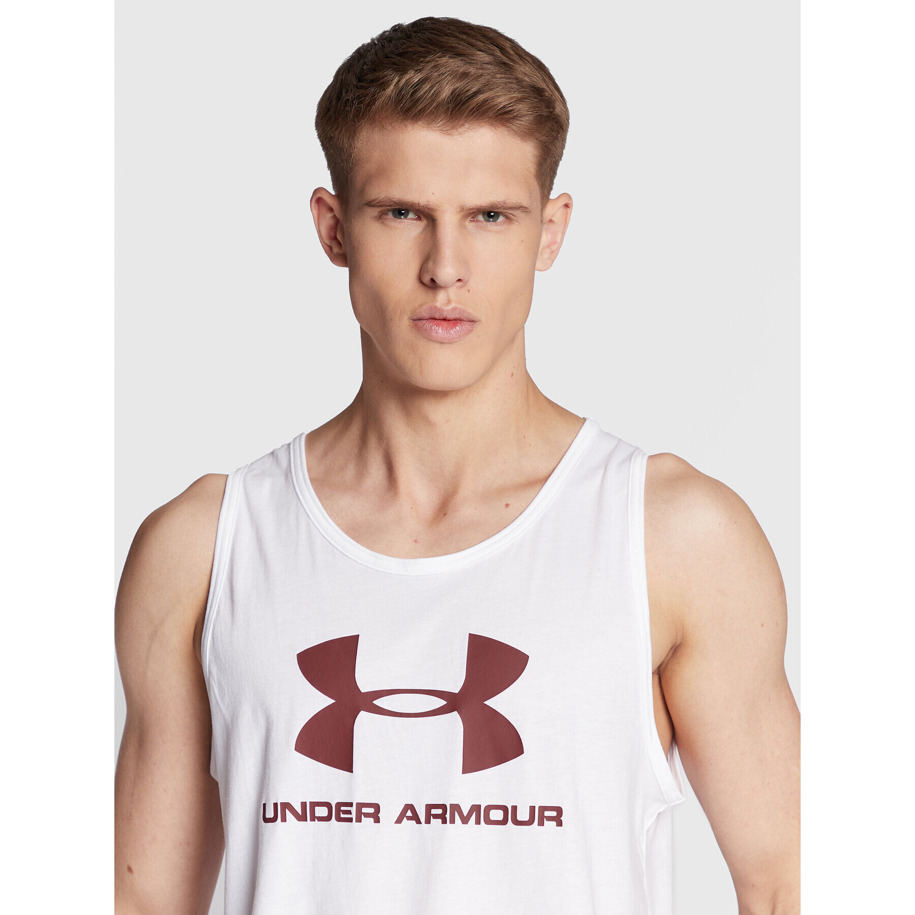 Under Armour Мъжки топ Ua Sportstyle Logo 1329589 Бял Loose Fit - Pepit.bg