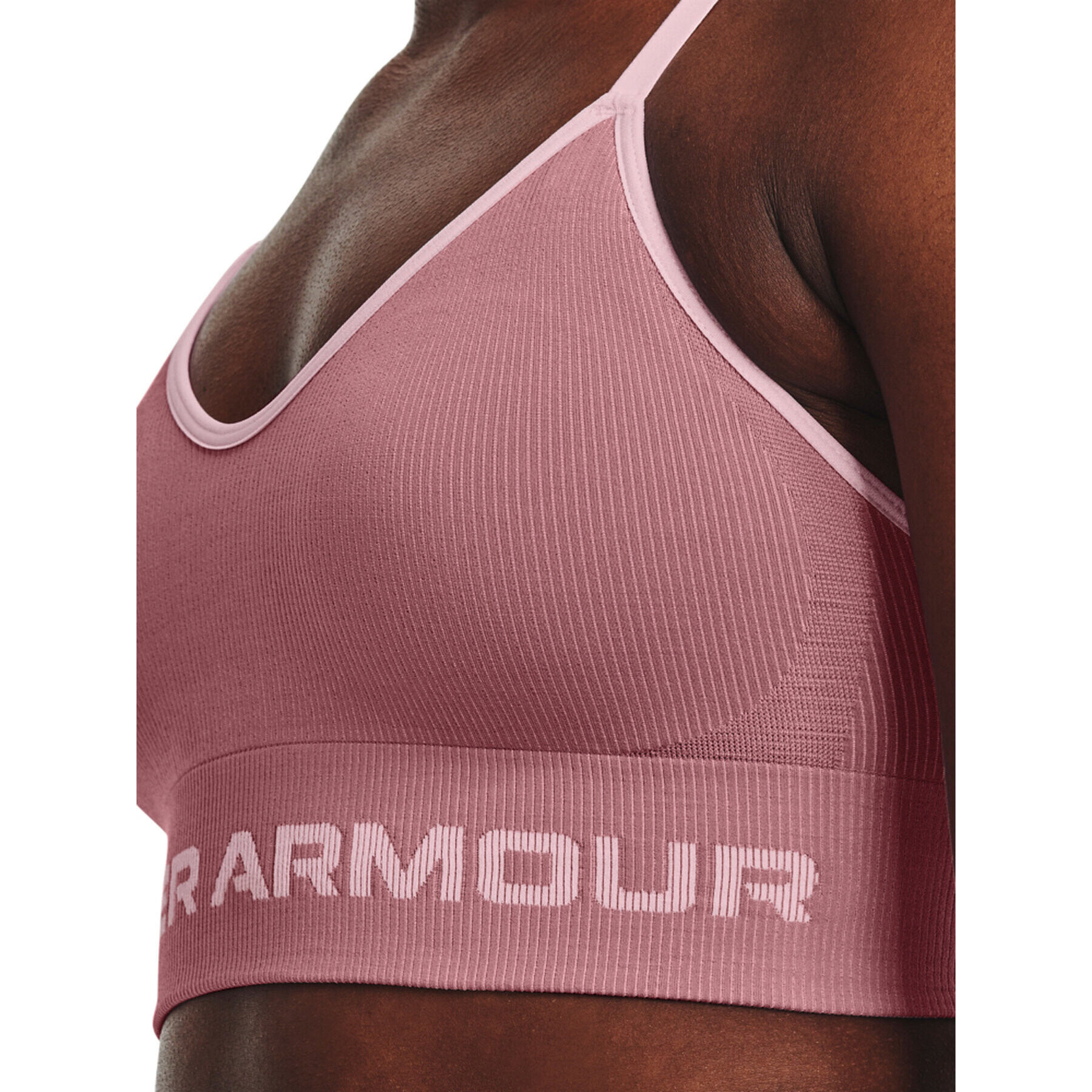 Under Armour Спортен сутиен UA Seamless Low Long Rib 1373870 Розов - Pepit.bg