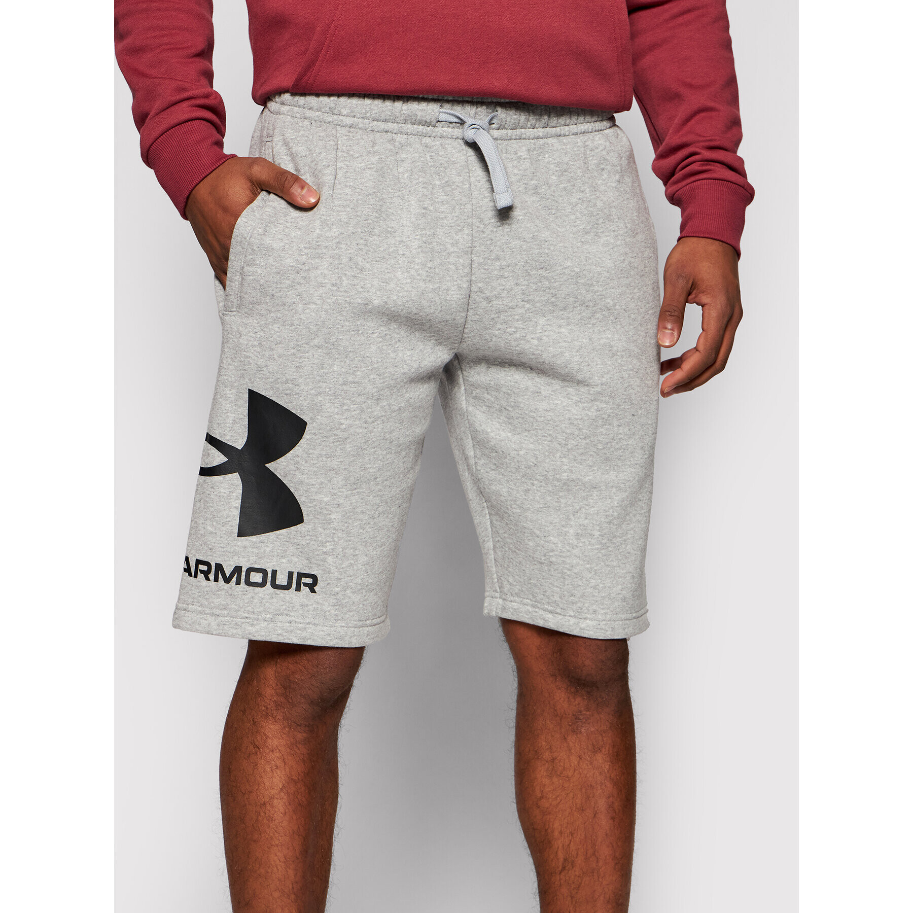 Under Armour Спортни шорти Rival Fleece Big Logo 1357118 Сив Loose Fit - Pepit.bg