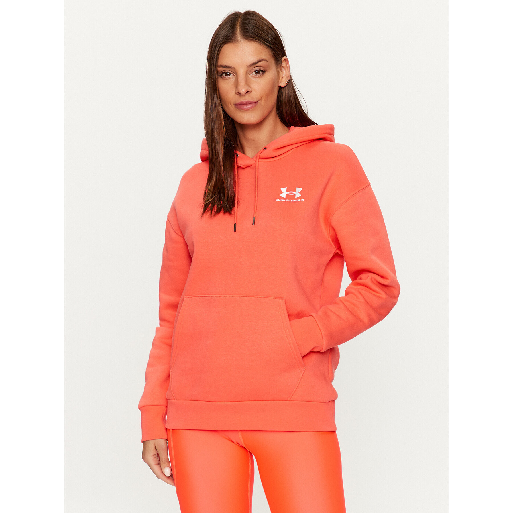 Under Armour Суитшърт Essential Fleece Hoodie 1373033 Червен Loose Fit - Pepit.bg