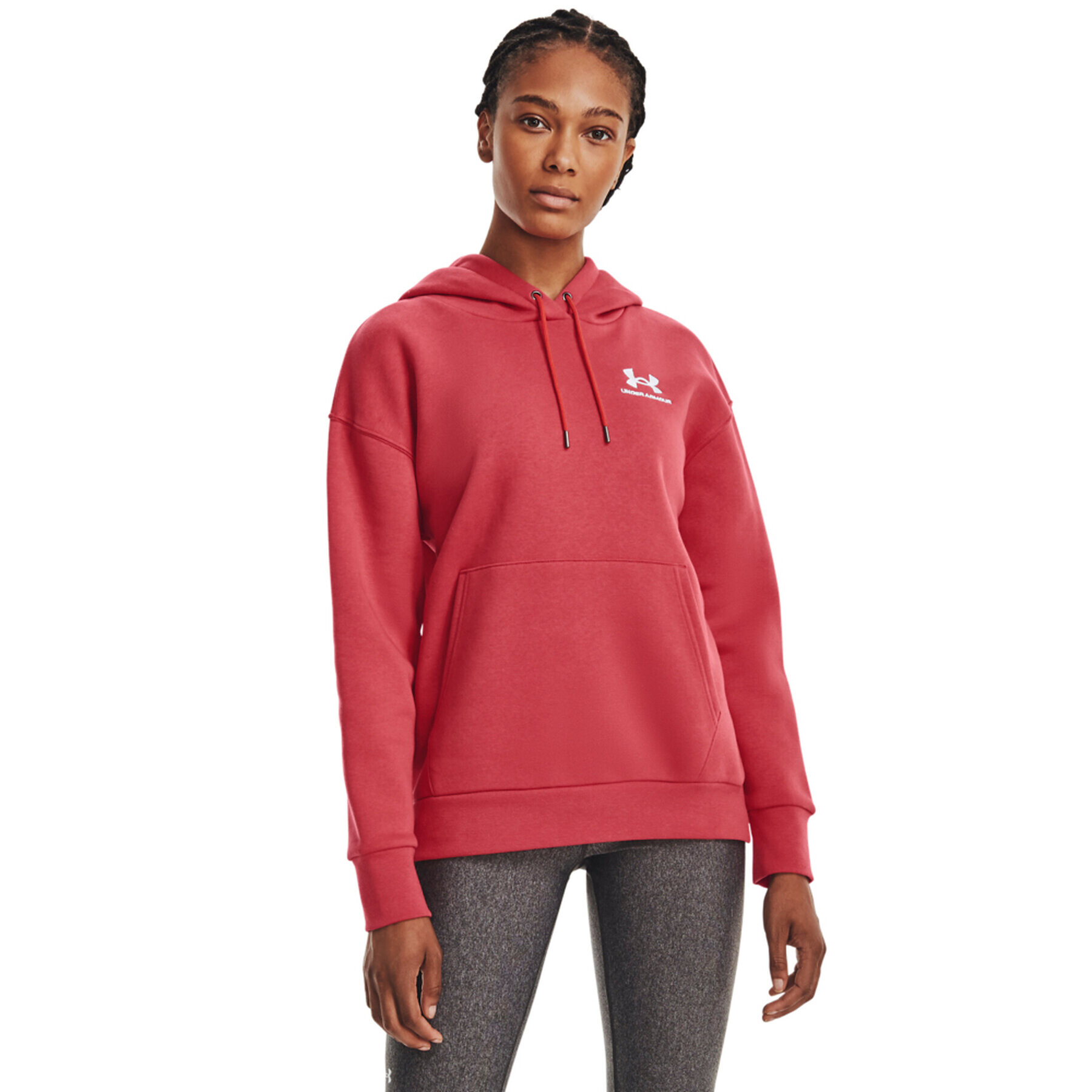 Under Armour Суитшърт Essential Fleece Hoodie 1373033 Червен Regular Fit - Pepit.bg