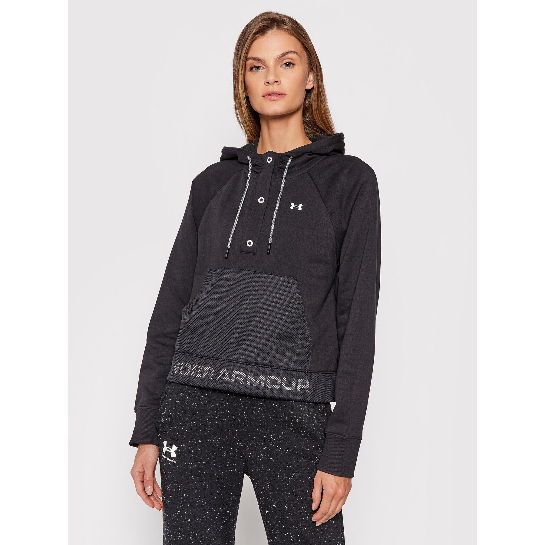 Under Armour Суитшърт Rival Fleece Mesh 1365844 Черен Relaxed Fit - Pepit.bg