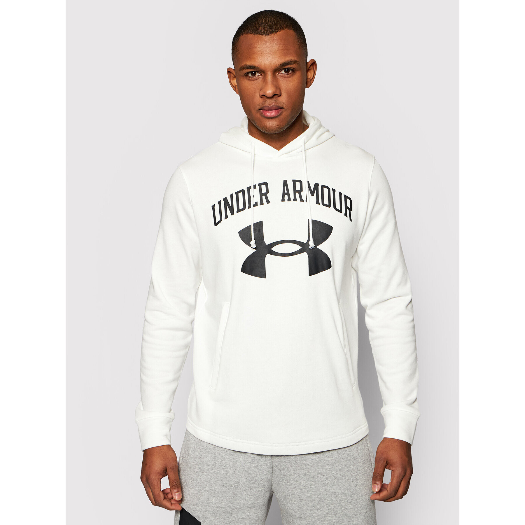 Under Armour Суитшърт Rival Terry Big Logo 1361559 Бял Loose Fit - Pepit.bg