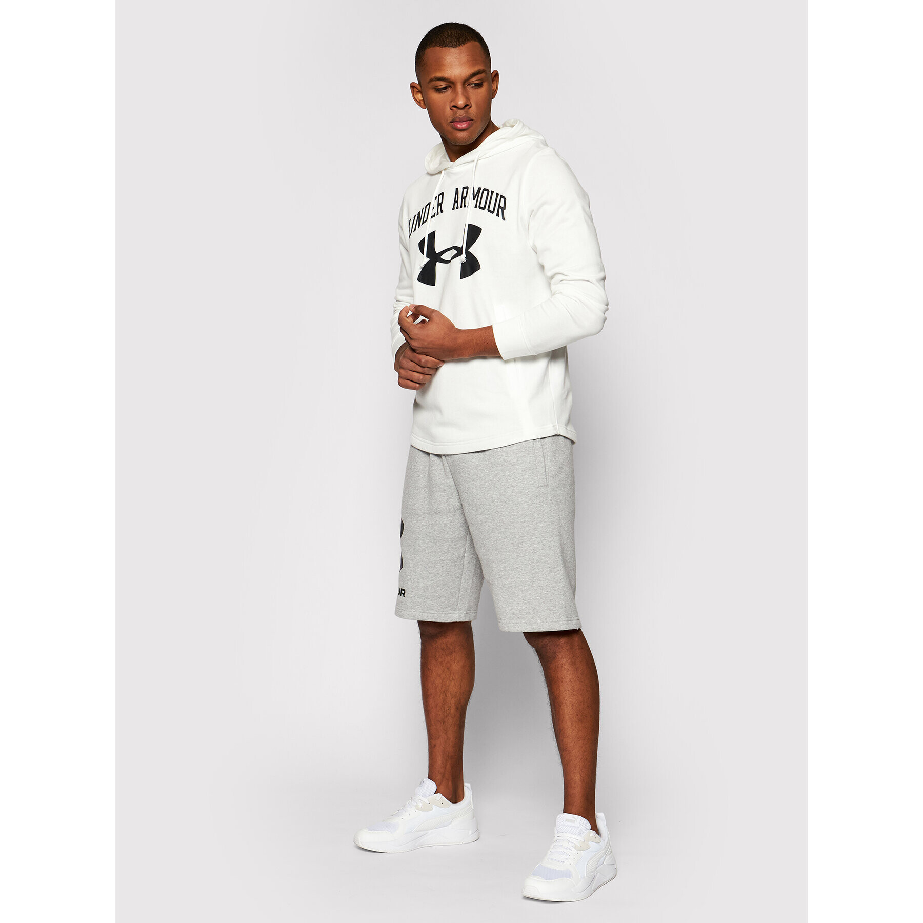 Under Armour Суитшърт Rival Terry Big Logo 1361559 Бял Loose Fit - Pepit.bg