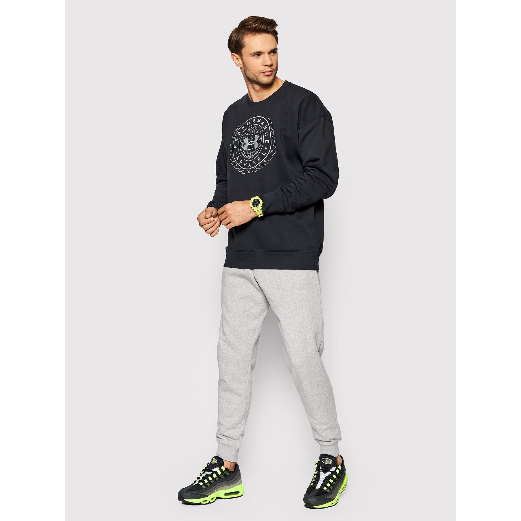 Under Armour Суитшърт Rivel Fleece Alma Mater 1366298 Черен Loose Fit - Pepit.bg