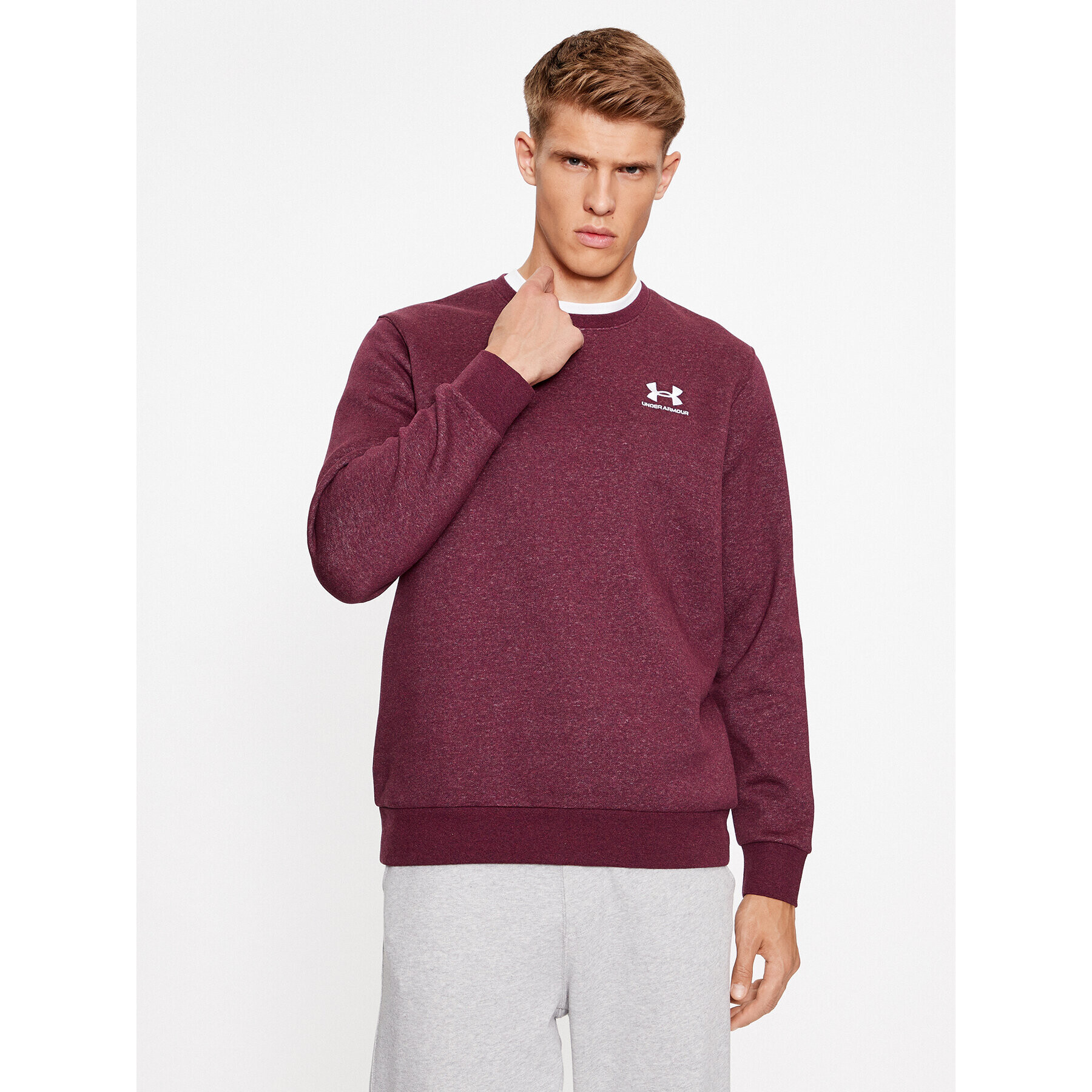 Under Armour Суитшърт Ua Essential Fleece Crew 1374250 Бордо Loose Fit - Pepit.bg