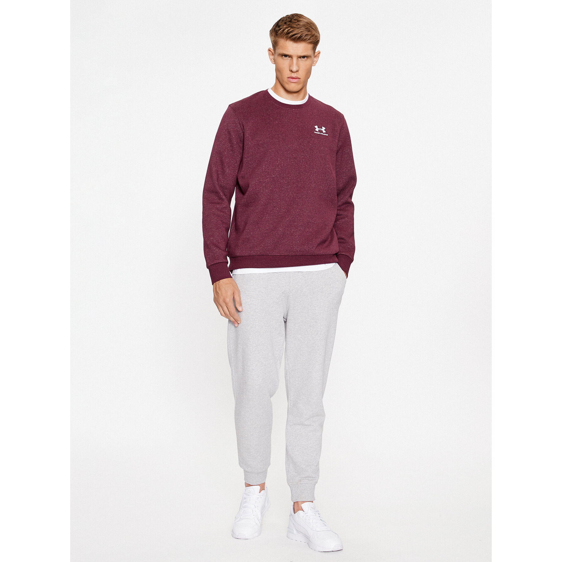 Under Armour Суитшърт Ua Essential Fleece Crew 1374250 Бордо Loose Fit - Pepit.bg