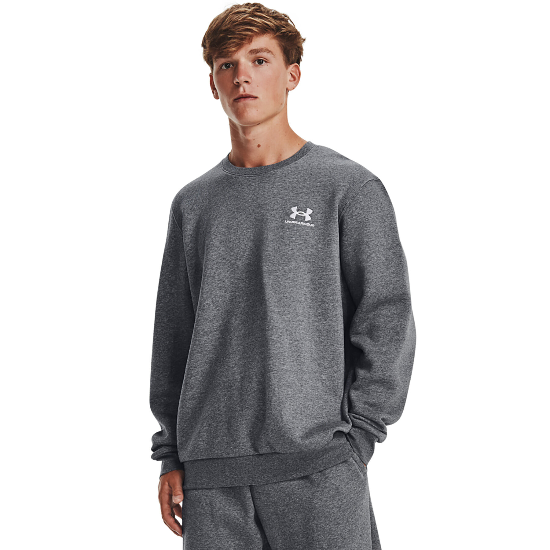 Under Armour Суитшърт UA Essential Fleece Crew 1374250 Сив Regular Fit - Pepit.bg