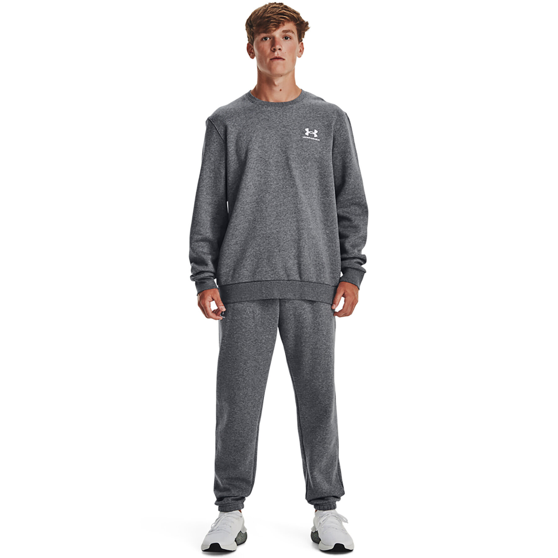 Under Armour Суитшърт UA Essential Fleece Crew 1374250 Сив Regular Fit - Pepit.bg