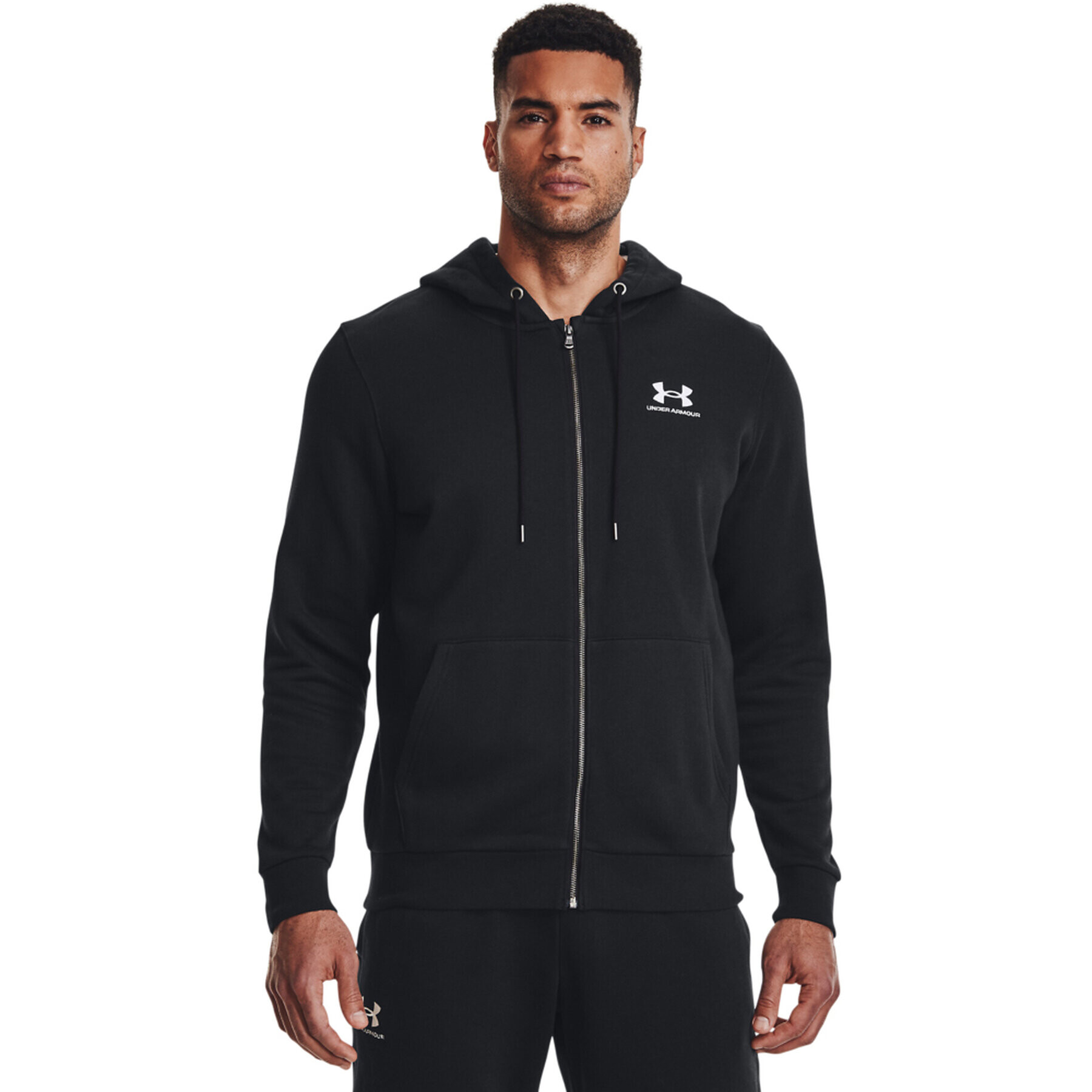 Under Armour Суитшърт UA Essential Fleece FZ Hood 1373881 Черен Regular Fit - Pepit.bg