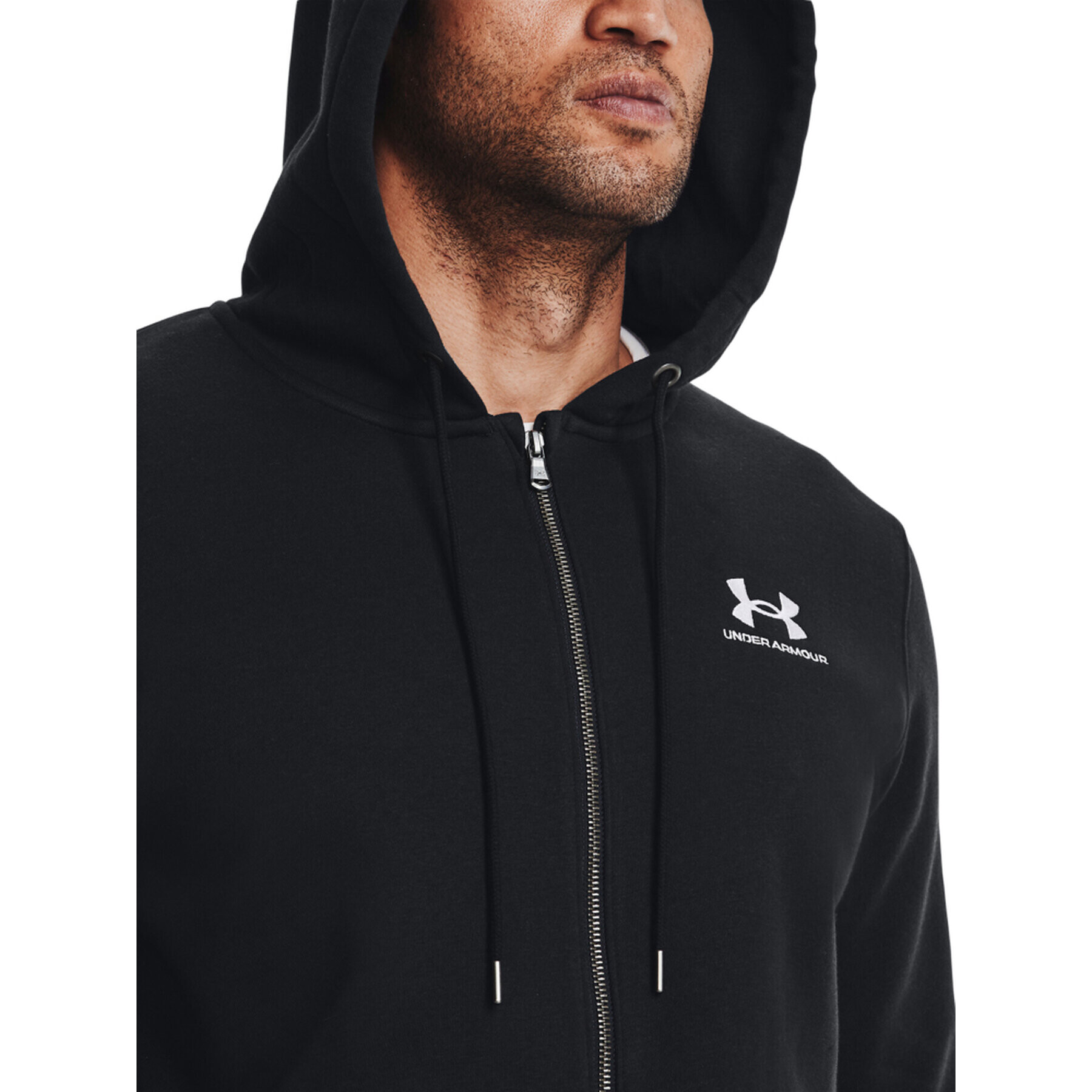 Under Armour Суитшърт UA Essential Fleece FZ Hood 1373881 Черен Regular Fit - Pepit.bg